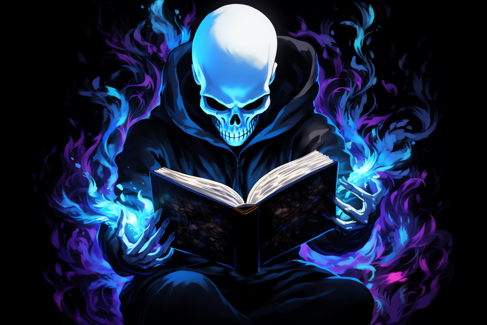 Undertale enigma Gaster, Videogame silhouette, Onyx void, Cyan luminescence, Phantom presence, HD Desktop Image