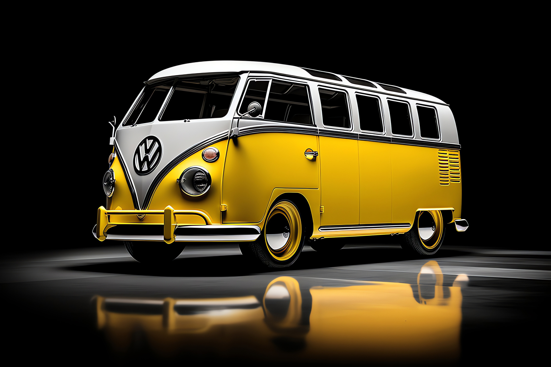 VW Bus T1 Panel Van, classic yellow, vintage collection, time-honored design, collector's item, HD Desktop Wallpaper