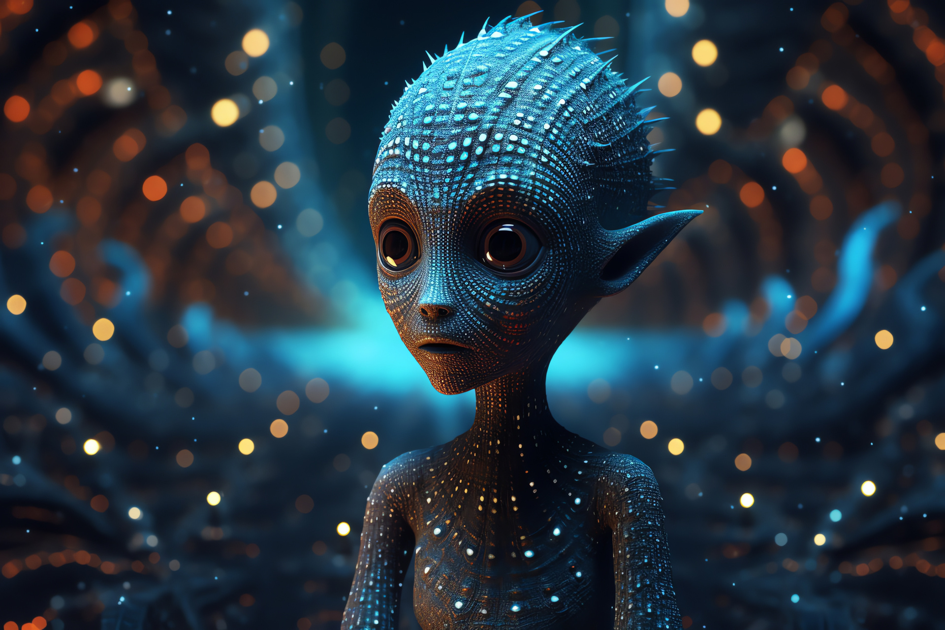 Extraterrestrial being, Outer space solitude, Galactic exploration, Star-studded cosmos, Infinite universe, HD Desktop Wallpaper