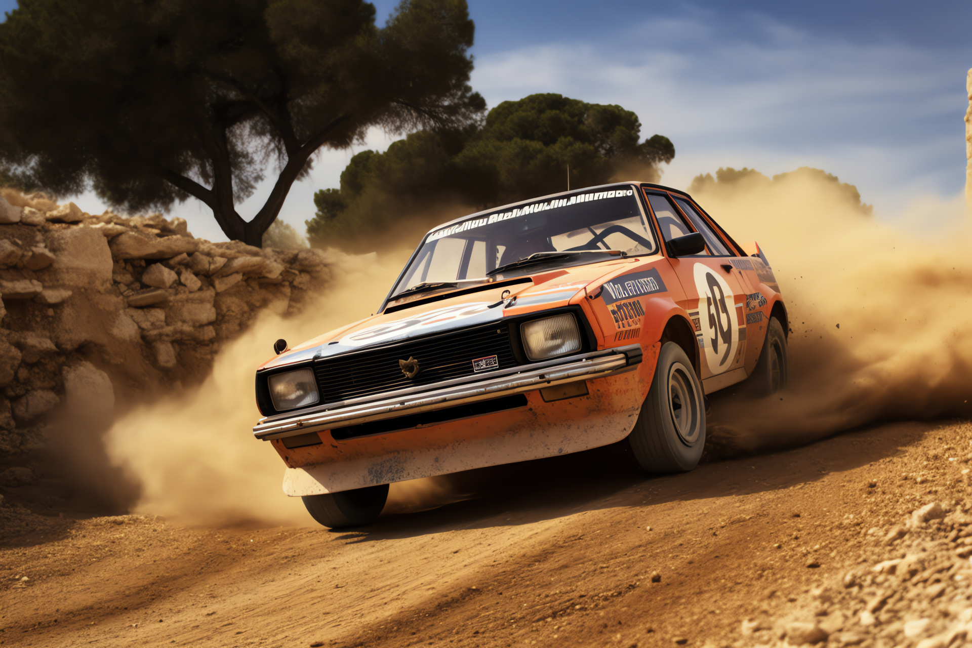 Acropolis Rally participant, Greek motorsport event, Performance rally car, Historical context racing, Challenging terrain, HD Desktop Image