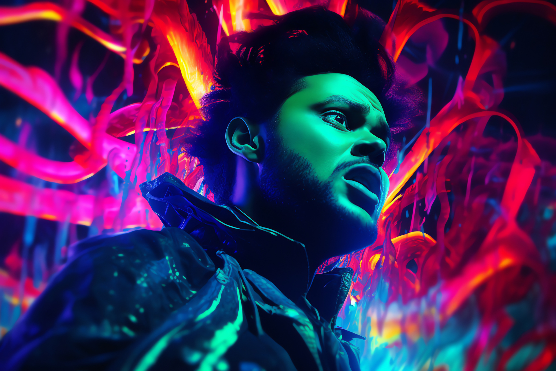 The Weeknd, Avant-garde music, Psychedelic patterns, Abstract artwork, Bold visuals, HD Desktop Wallpaper