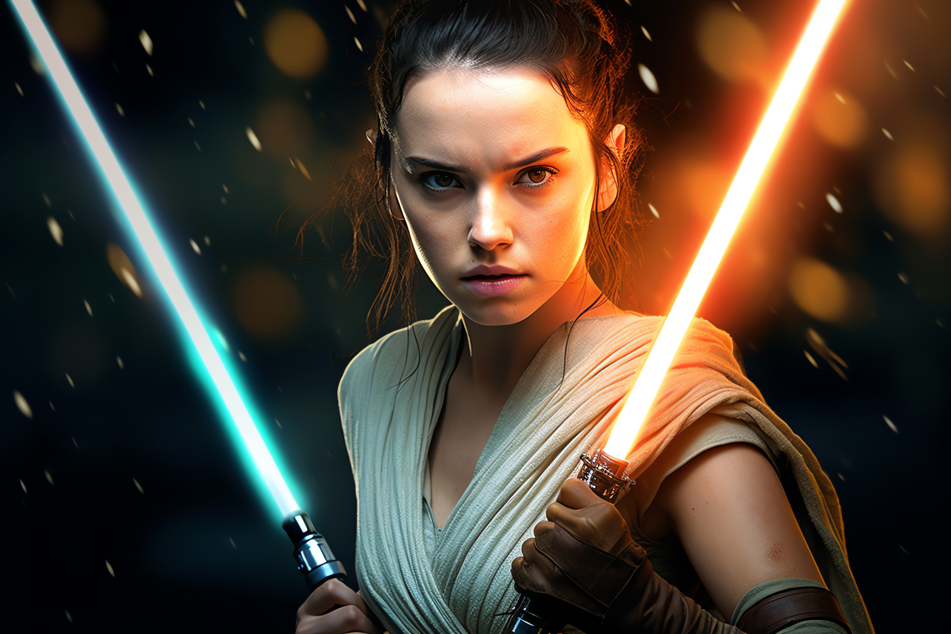 Rey, Force-sensitive character, Sci-fi franchise, Jedi journey, Iconic role, HD Desktop Image