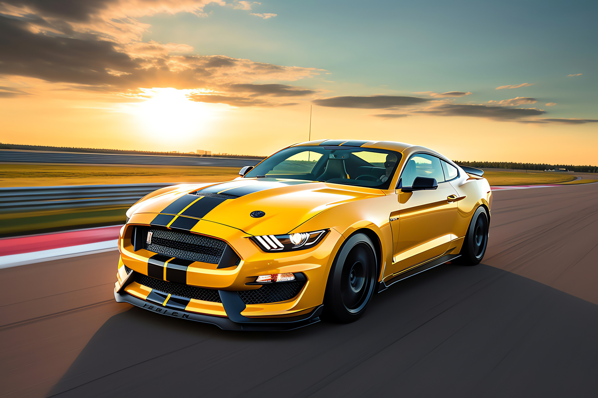 Shelby Mustang racing, Heritage Edition spotlight, motorsport stripe detail, track aerodynamics, competitive design, HD Desktop Image