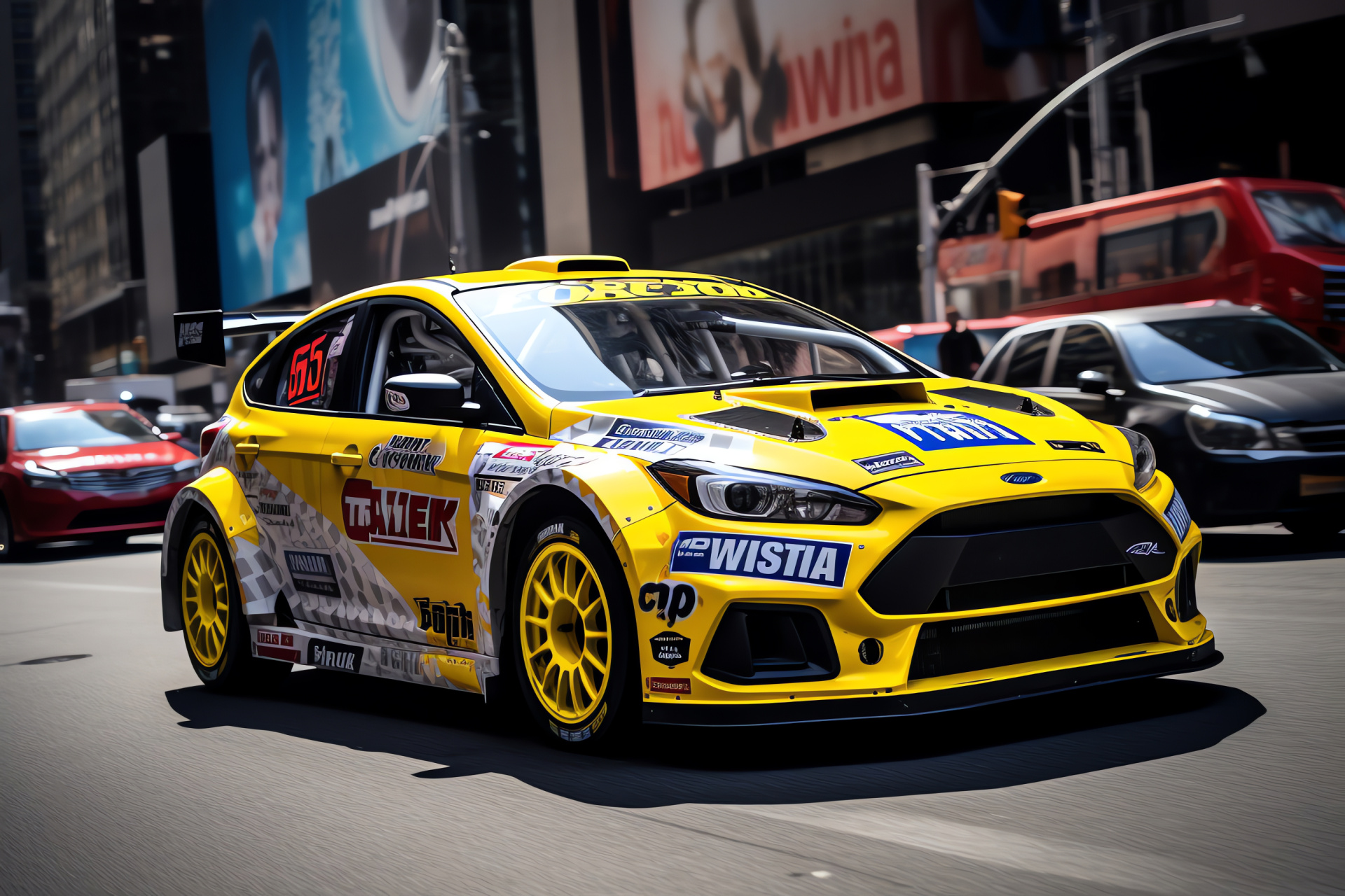 Ford Focus RS dynamics, Street race in NYC, Metropolitan velocity, Subaru WRX urban rally, Manhattan fast lane, HD Desktop Wallpaper