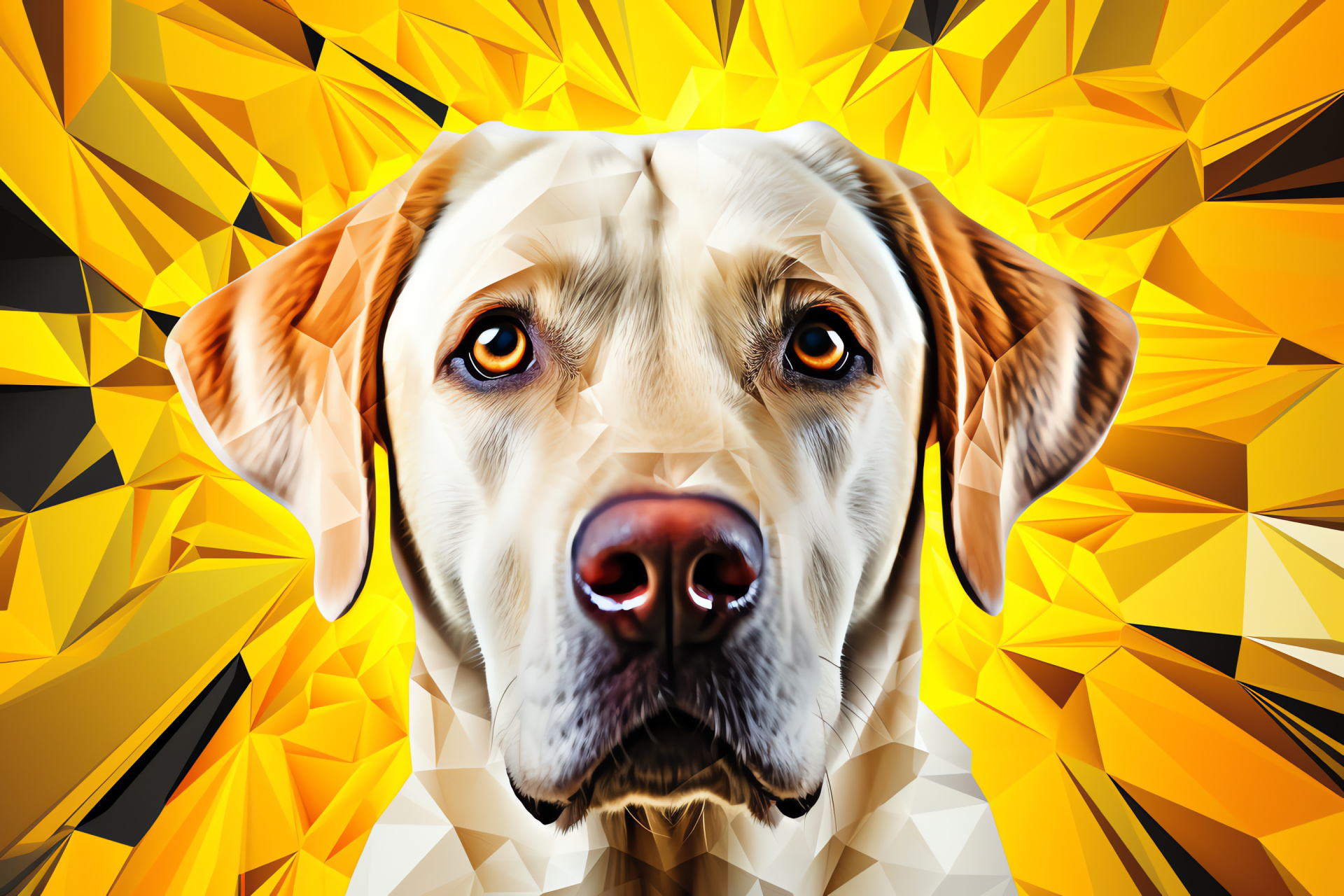 Labrador Retriever, Canine close-up, Playful demeanor, Abstract design, Warm colors, HD Desktop Wallpaper