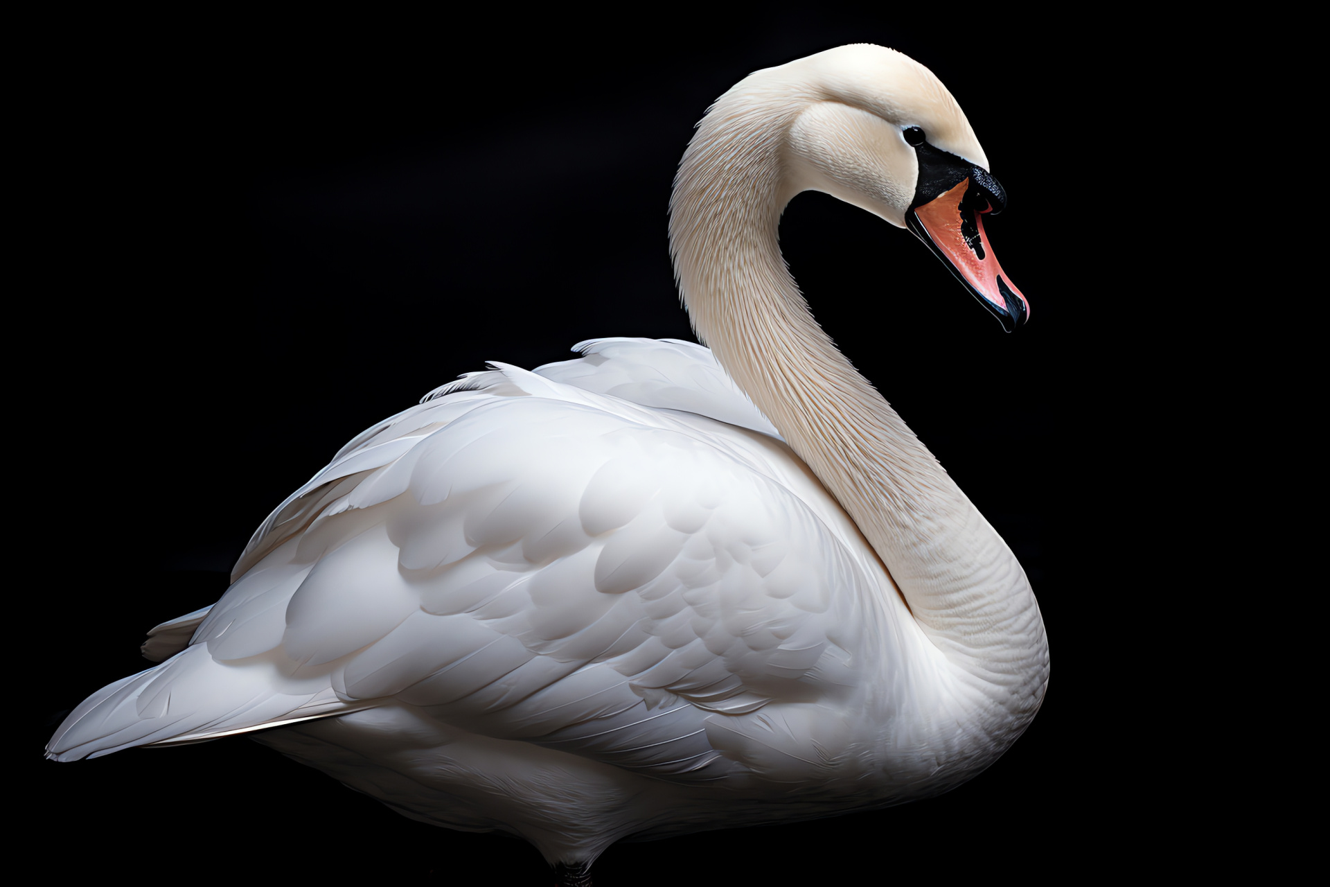 Cygnets' youthful grace, Swanling neck arching, Plumage soft grey shade, Avian serene pose, Waterfowl development, HD Desktop Wallpaper