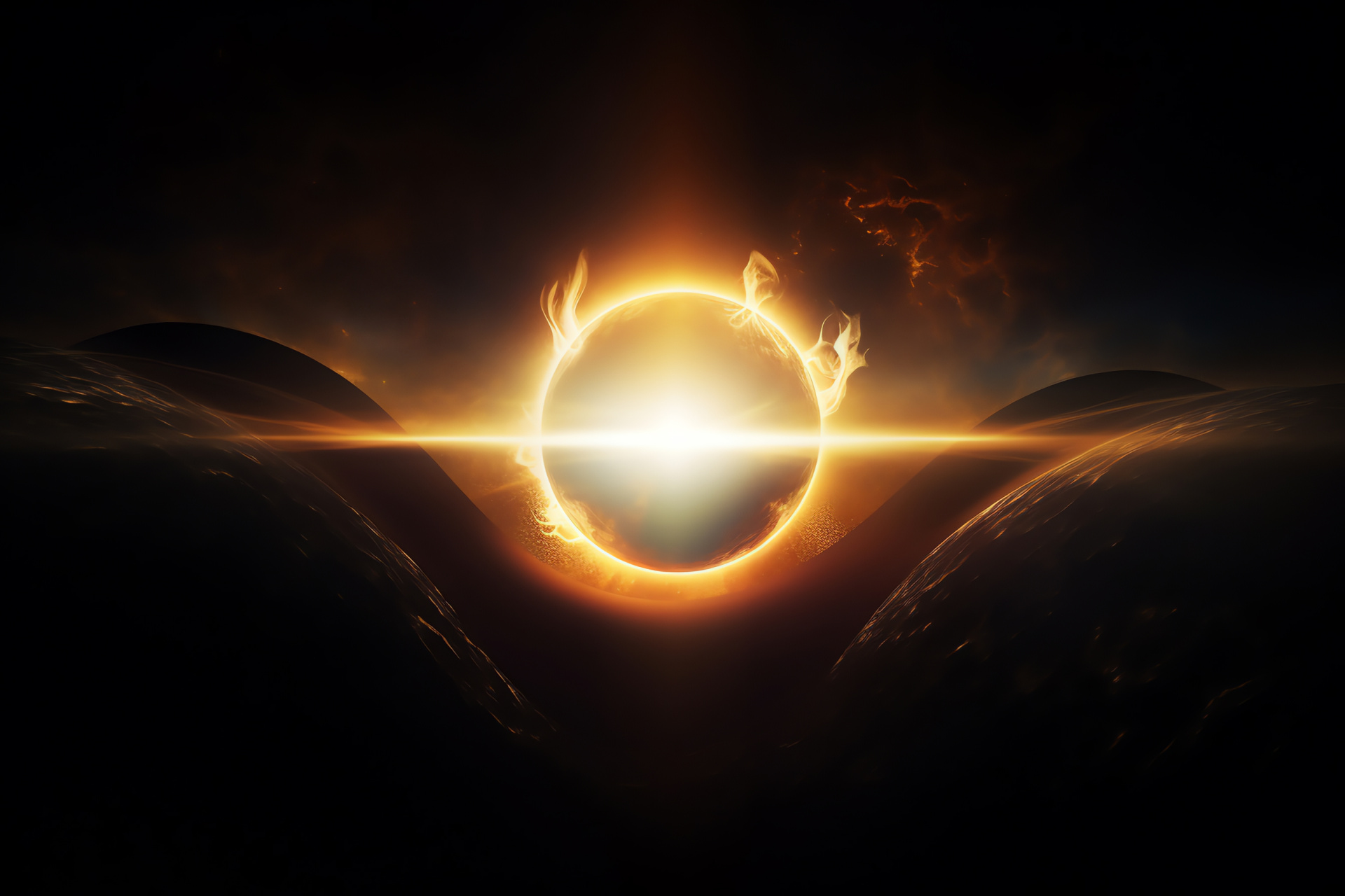 Starry dazzle, Cosmic dance, Natural wonder, Spectral light show, Solar obscurity, HD Desktop Wallpaper