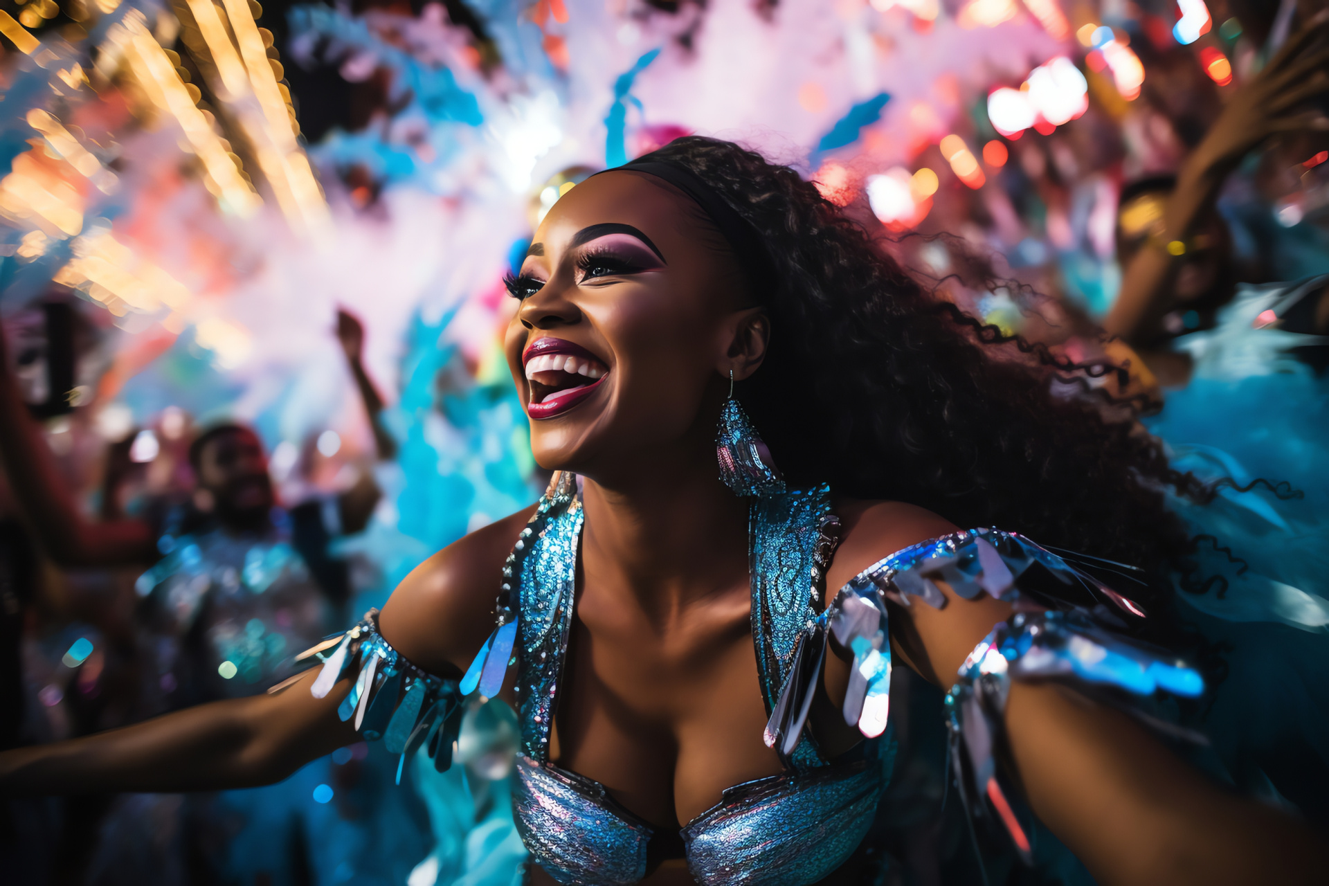 Rio de Janeiro revelry, New Year's Eve festa, samba rhythm, Copacabana beach, vibrant fireworks, HD Desktop Image