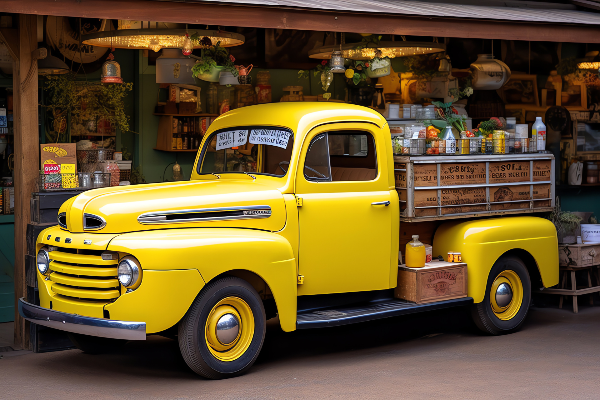 Flea market Ford, Classic panel truck, Vintage style, Unique vending, Collectors' choice, HD Desktop Wallpaper