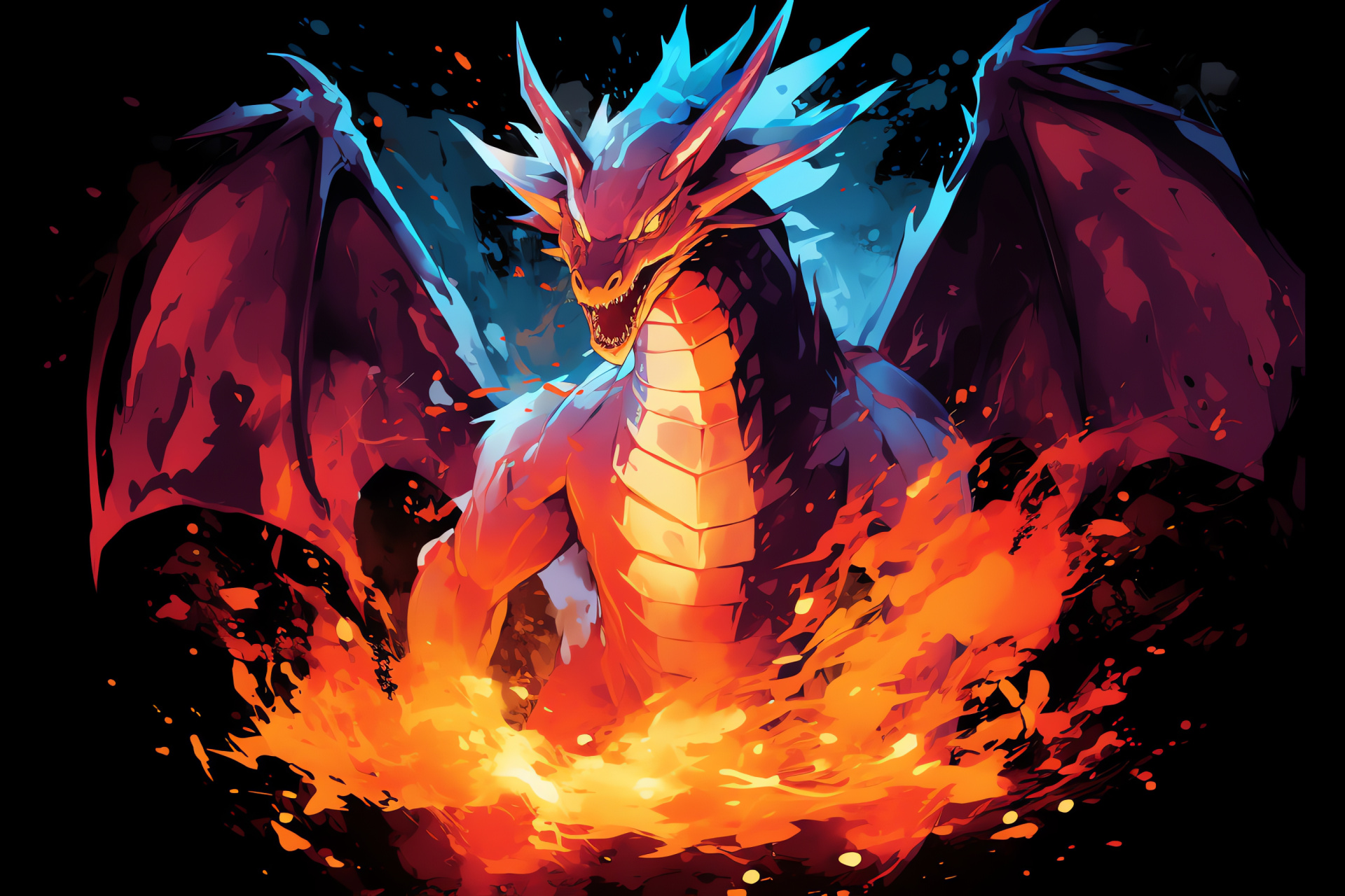 Pokemon Charizard, Fire-breathing creature, Flying Pokemon, Monstrous wingspan, Fiery blasts, HD Desktop Image