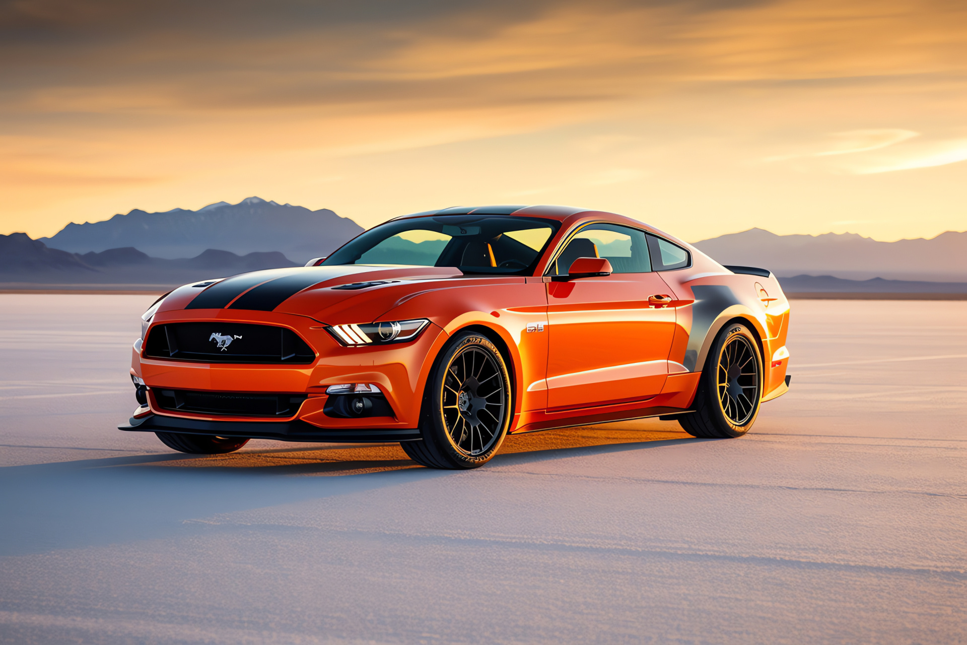 Ford Mustang HD, Bonneville Salt Flats speed, high-octane performance, muscular build, sleek aerodynamics, HD Desktop Image