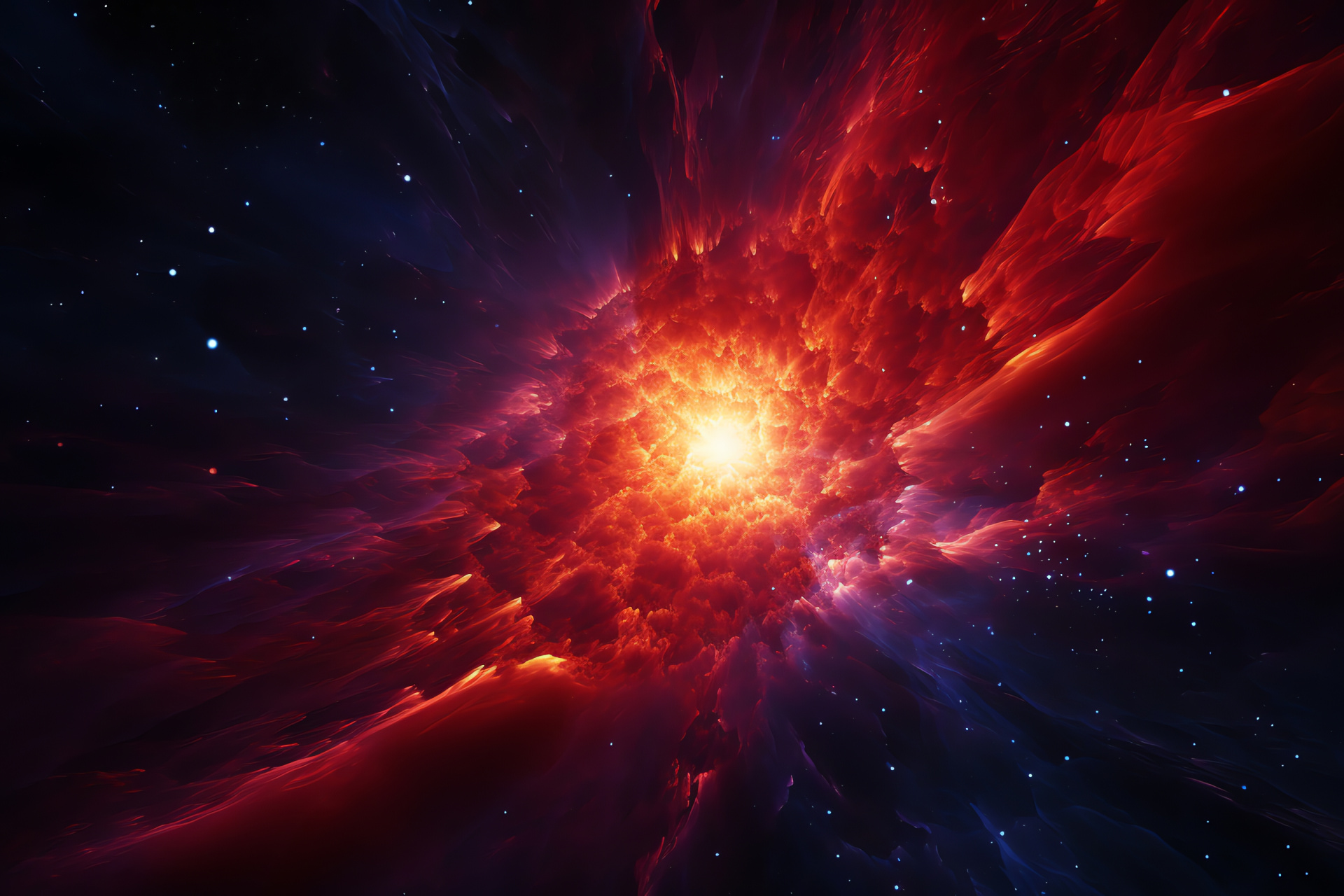 Red giant finale, Orange cosmic burst, Star hues, Flame nebula, Space spectacle, HD Desktop Wallpaper
