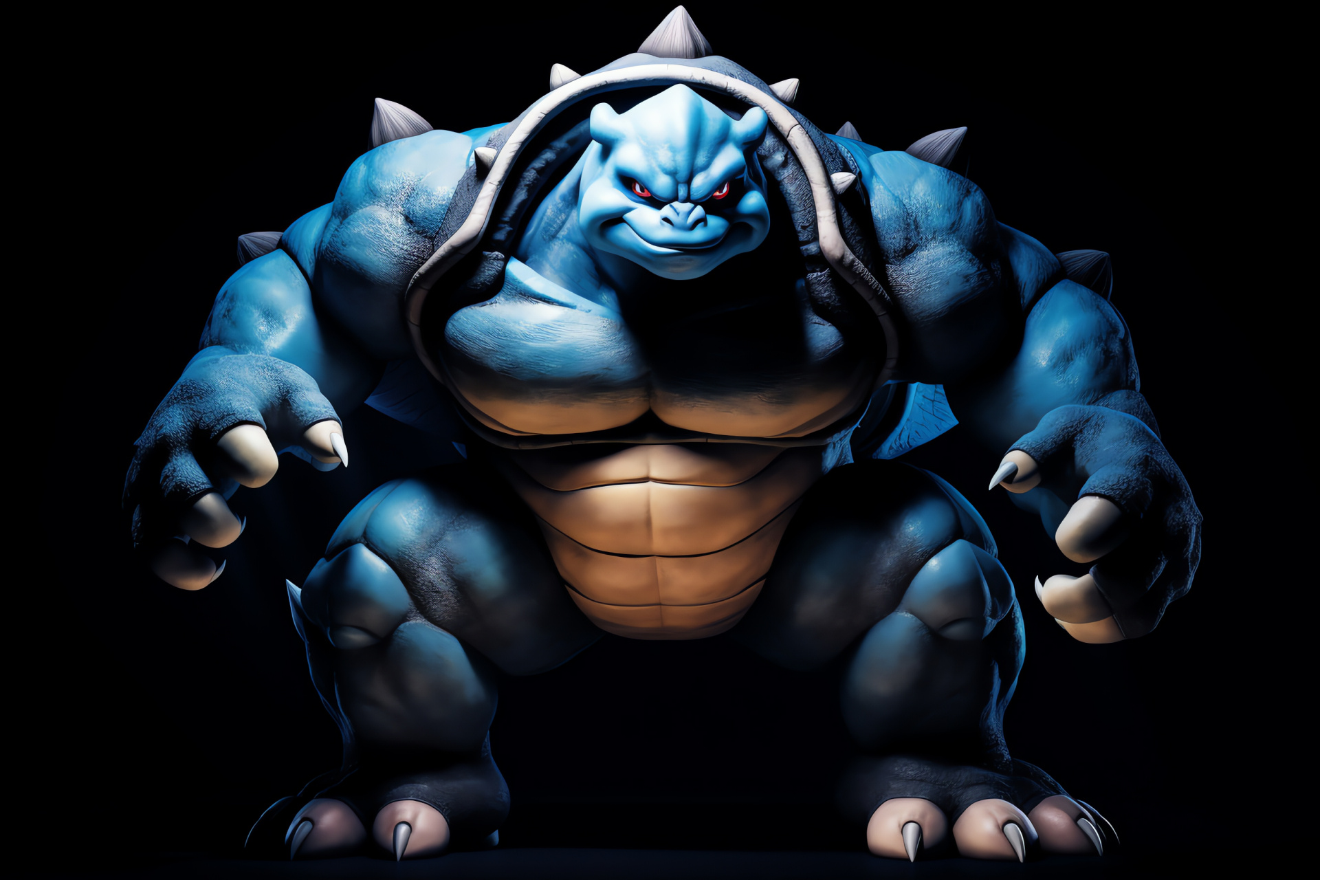 Cannon-equipped Blastoise, Commanding presence, Nautical theme, Daunting opponent, Solemn regard, HD Desktop Image