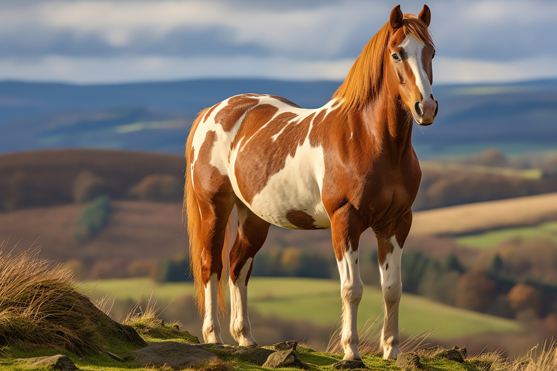 Dappled Mare, Pastoral scene, Equine gentleness, Horse grazing, Equestrian lifestyle, HD Desktop Image