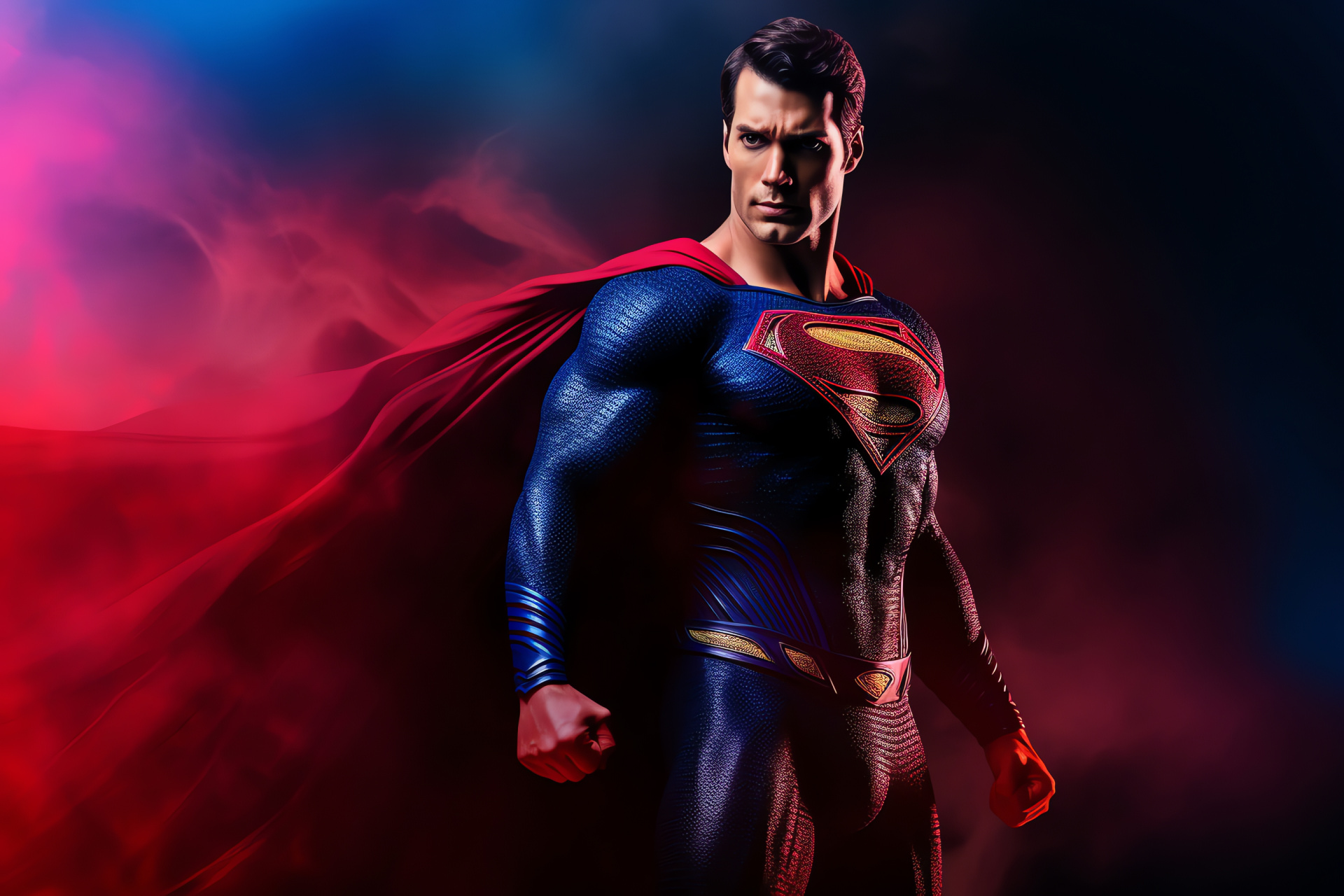 Superman, Heroic stance, DC Comics legend, Kryptonian hero, Super strength, HD Desktop Wallpaper