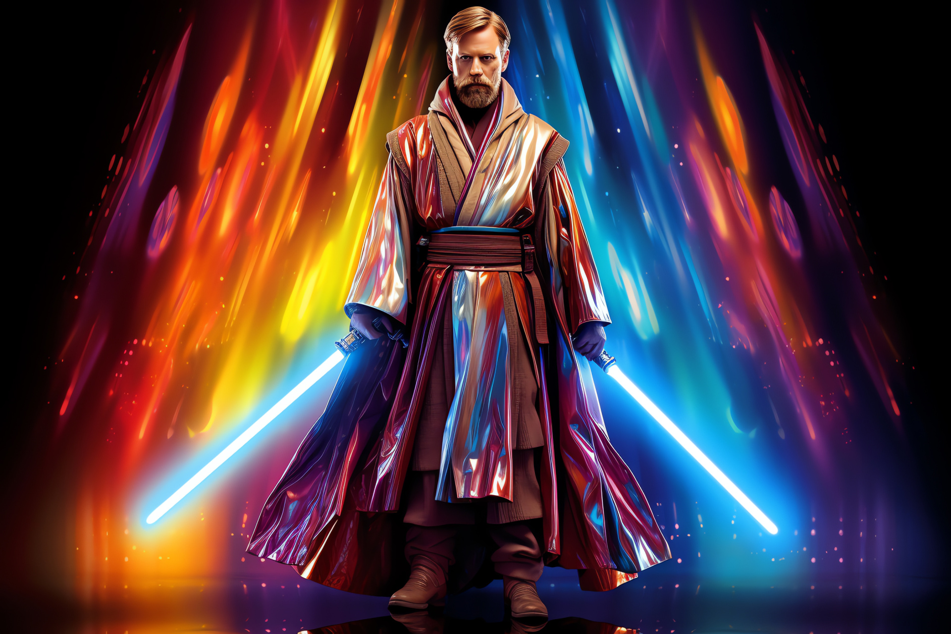 Obi Wan figure, Force wielder, Jedi garb, Strong presence, Cinematic icon, HD Desktop Wallpaper