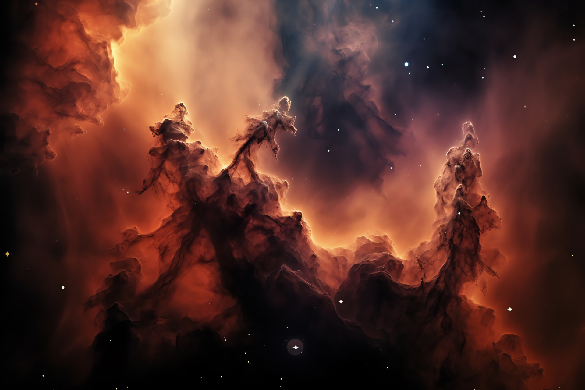 Eagle Nebula vista, Star Queen gas pillars, Galactic formations, Interstellar dust, Deep space observation, HD Desktop Wallpaper