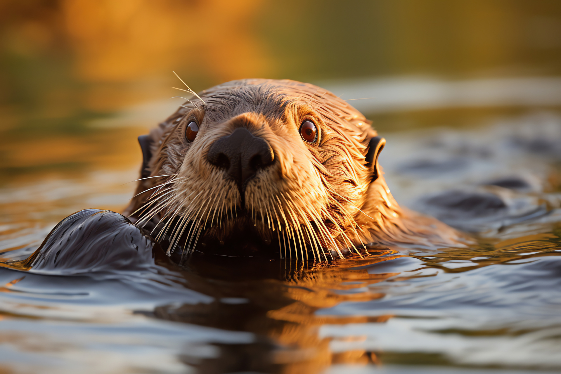 Washington sea otter, estuary animal, aquatic mammal, coastal wildlife, serene nature, HD Desktop Wallpaper