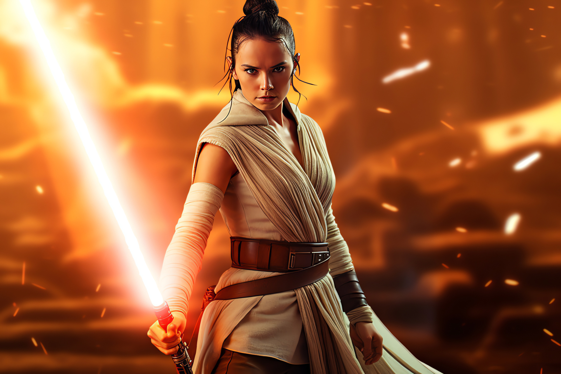 Rey, resilience in Star Wars, Heroism embodied, Galactic force, Saga's expressive heroine, HD Desktop Wallpaper