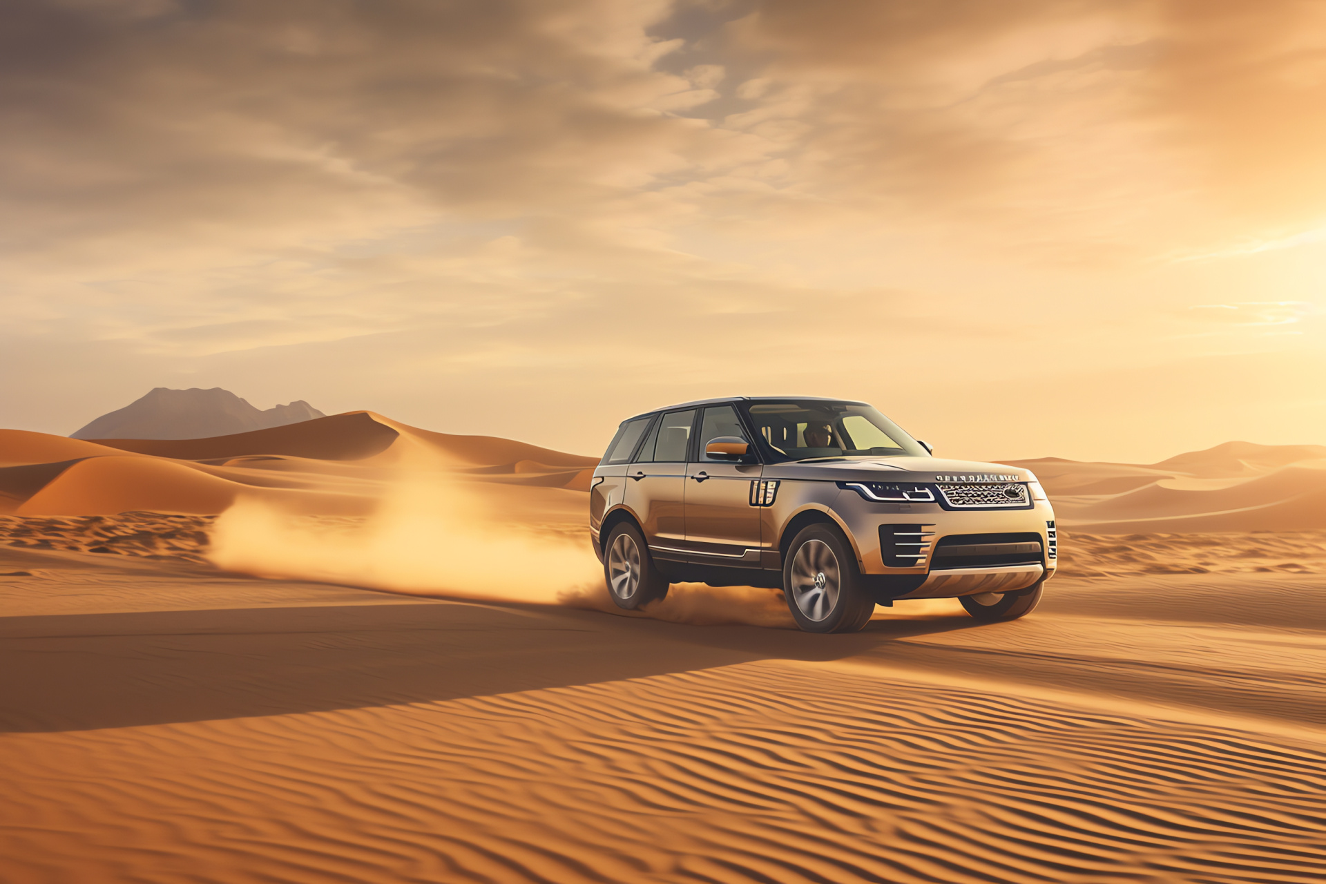 Range Rover Sport 2018, Desert terrain, Autobiography model, Golden ambiance, SUV adventure, Sahara exploration, HD Desktop Image