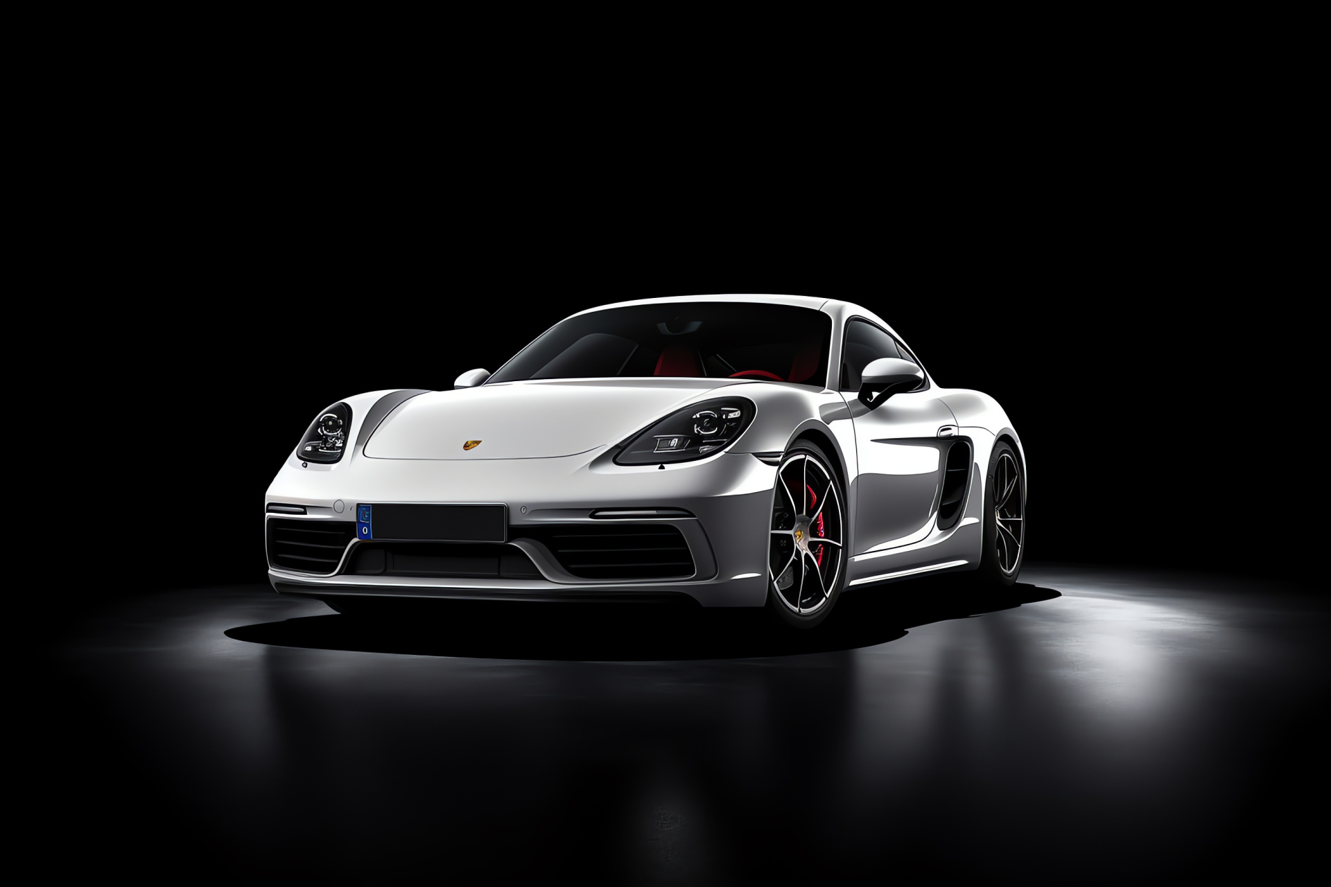 Porsche Cayman, Sports coupe, Luxury vehicle, Sleek design, Pure black presentation, HD Desktop Image