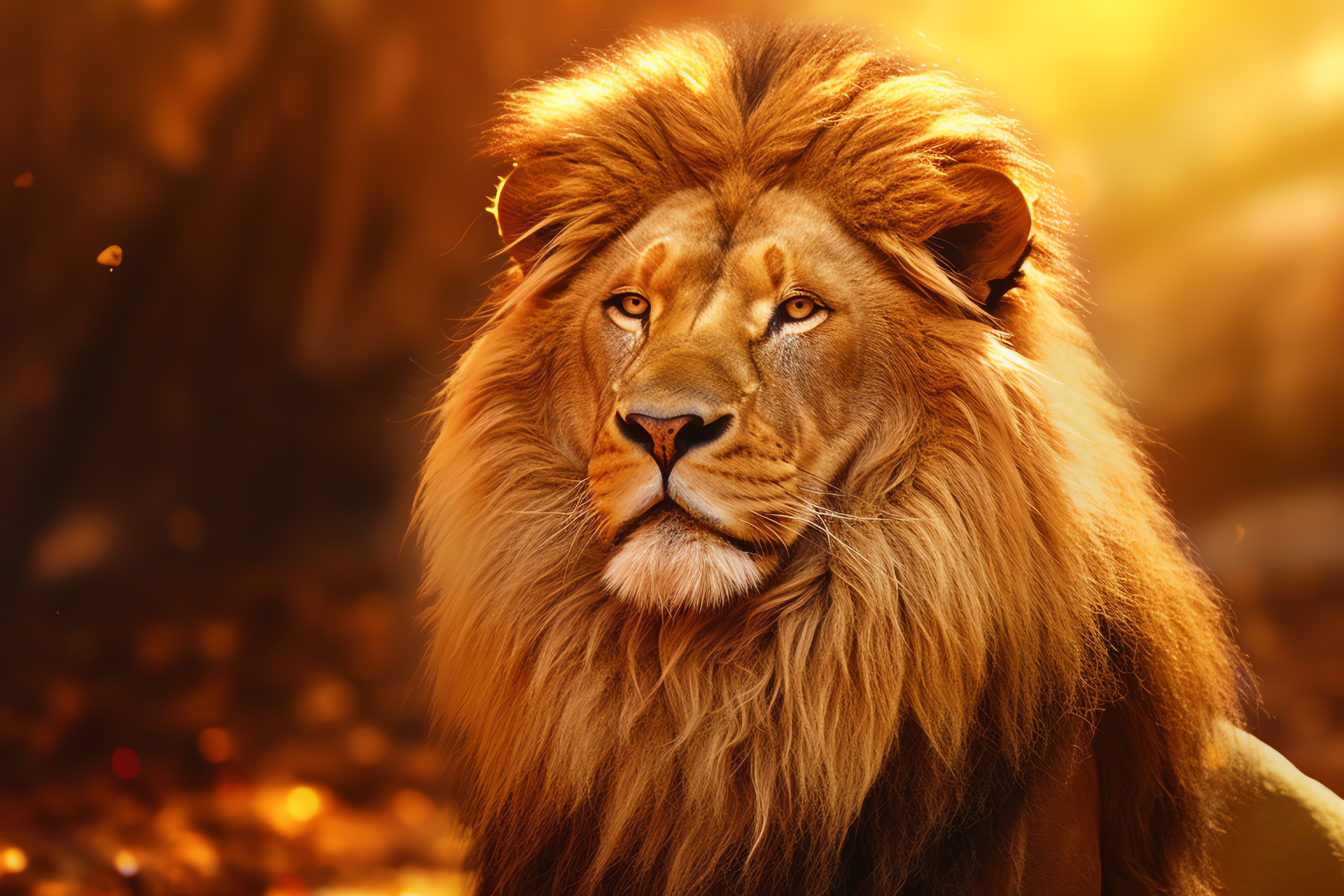 Narnian king Aslan, Up-close lion features, Golden-furred royalty, Pensive animal majesty, Narnia's savior, HD Desktop Wallpaper