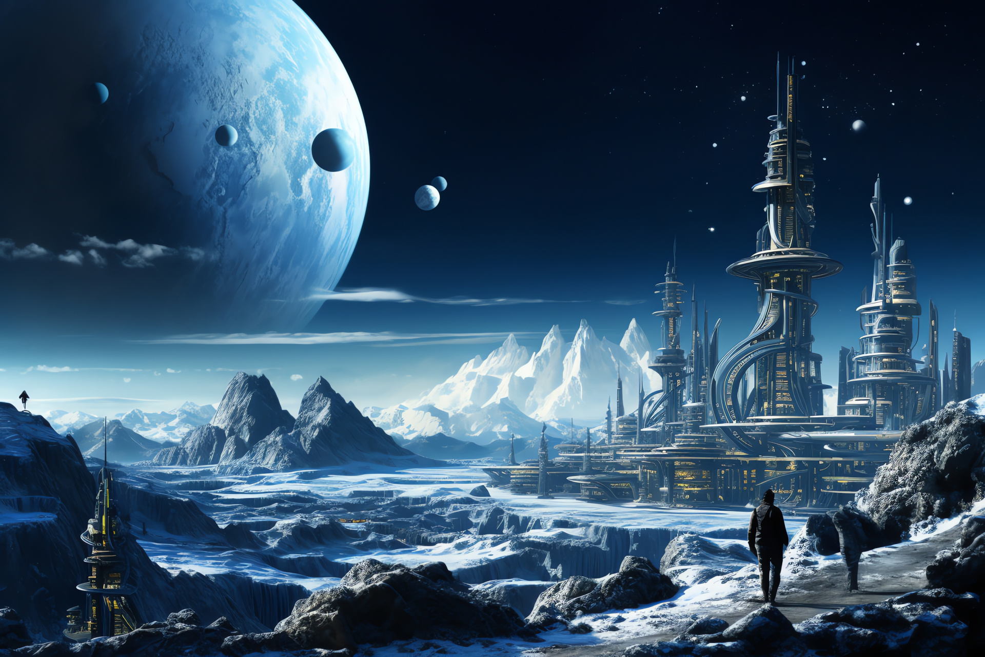 Space colony concept, Futuristic habitat, Architectural marvel, Interstellar civilization, Harmonious societal colors, HD Desktop Wallpaper