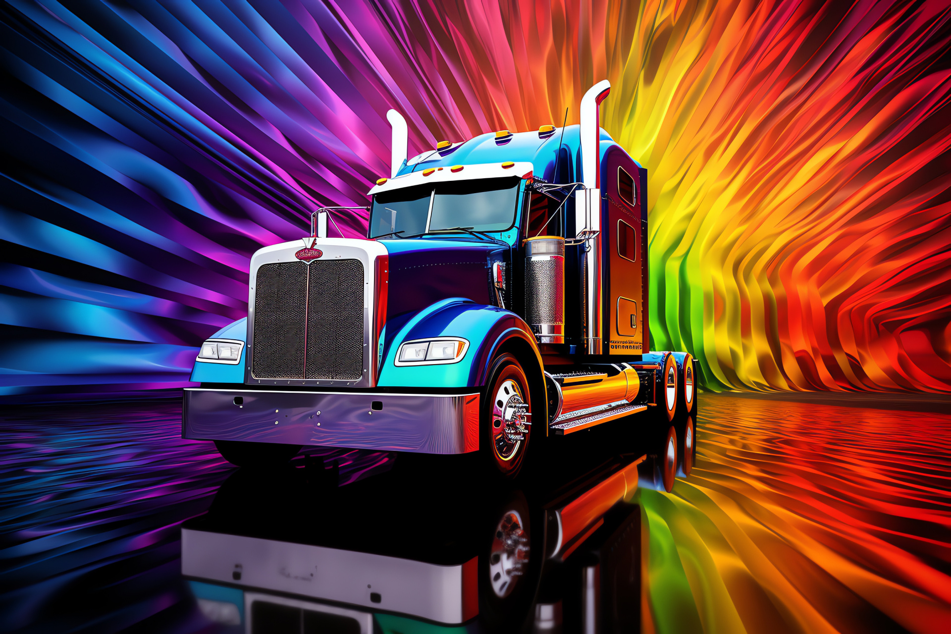 Trucking brand emblem, patterned abstract background, extended perspective, refined line art, geometric clarity, HD Desktop Wallpaper