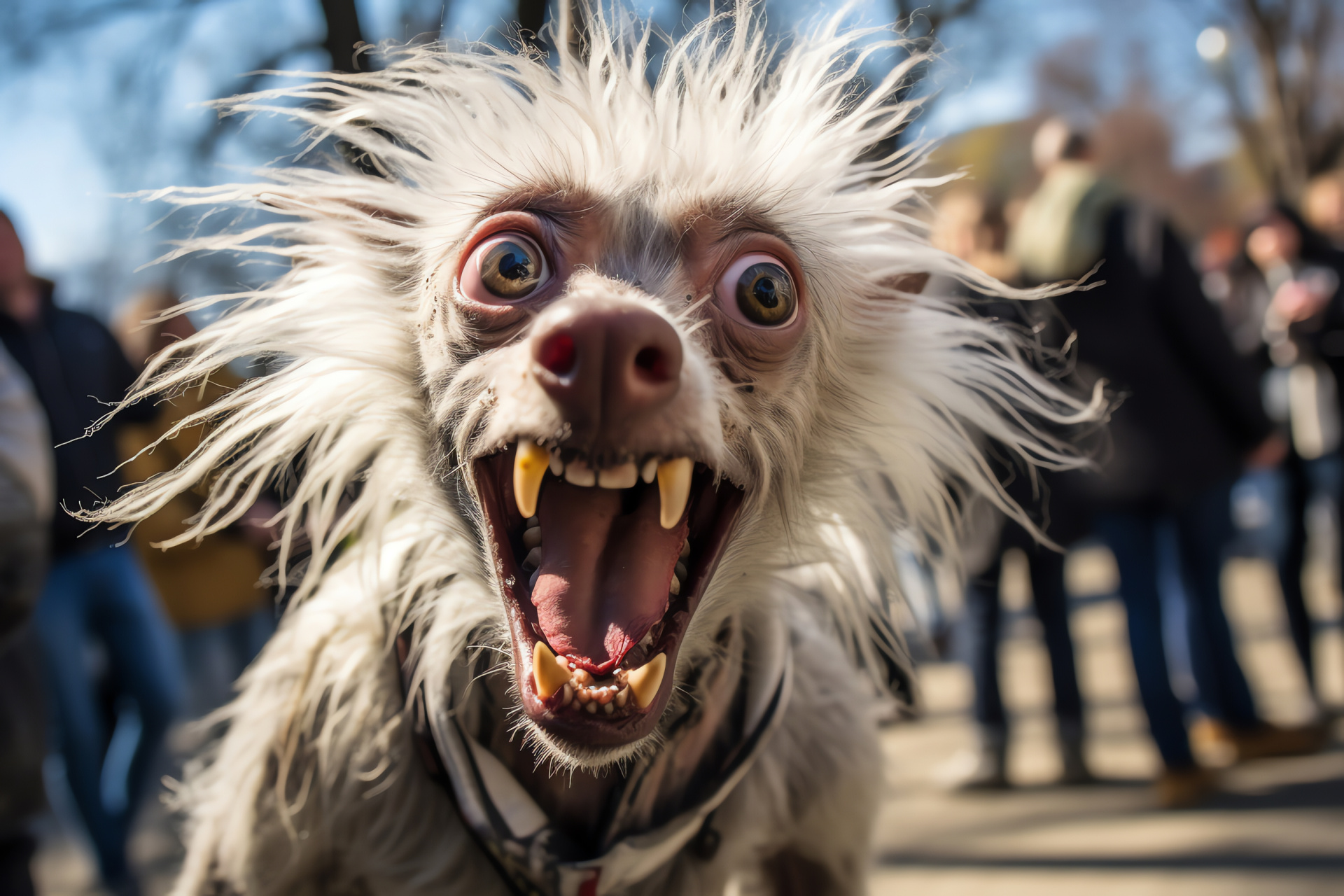 Canine eccentricity, Breed specific wrinkles, Shabby coat texture, Protruding ocular feature, Comical grimace, HD Desktop Image