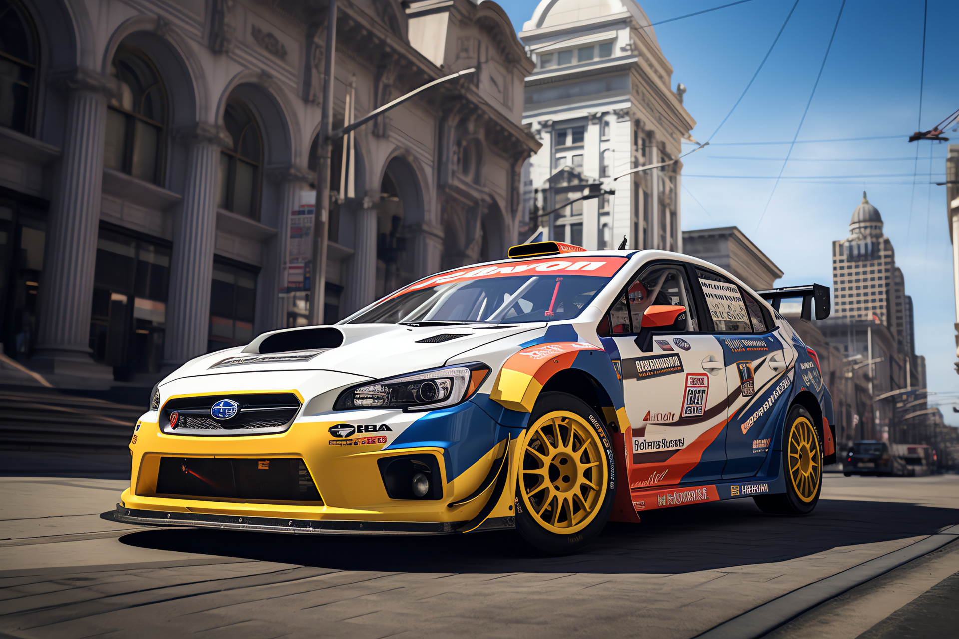 Subaru Impreza WRX STI, San Francisco backdrop, Rally car inspiration, Automotive performance, Iconic cityscape, HD Desktop Wallpaper