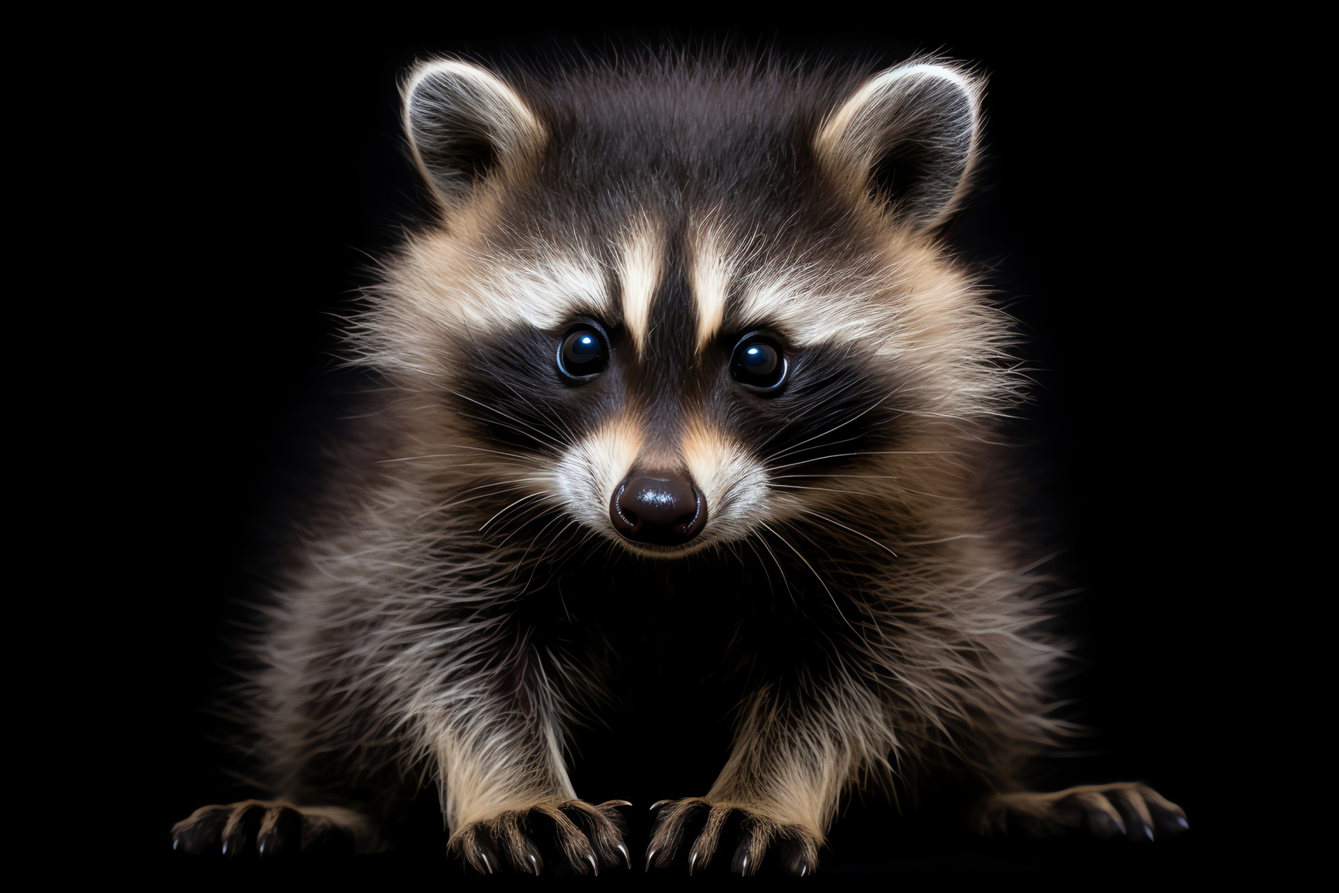 Raccoon family, Wildlife mammals, woodland creatures, nocturnal animals, natural habitat, HD Desktop Image