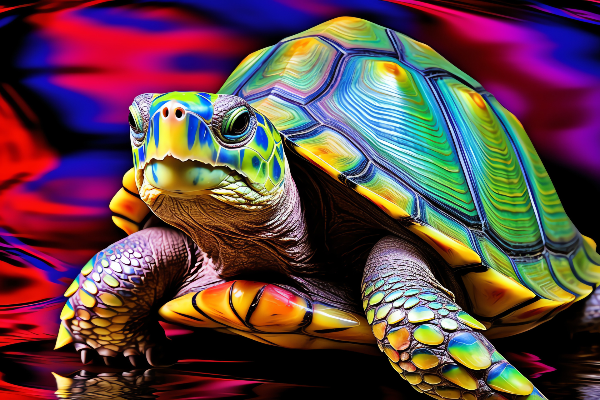 Turtle, shell brilliance, playful nature, reptile life, wildlife wonder, HD Desktop Wallpaper