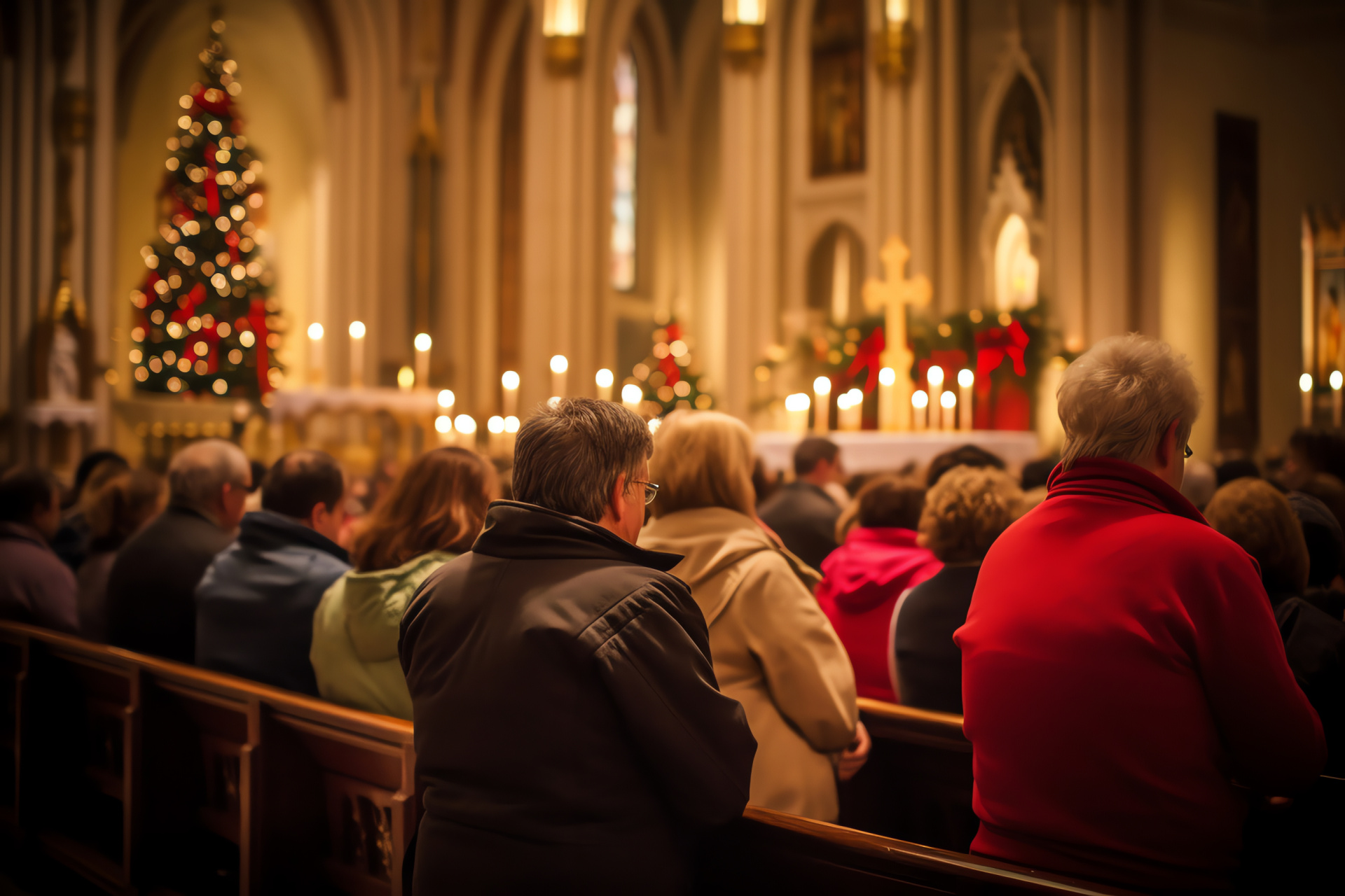 Midnight Mass anticipation, Community gathering, Religious songs, Holy night celebration, Spiritual observance, HD Desktop Image