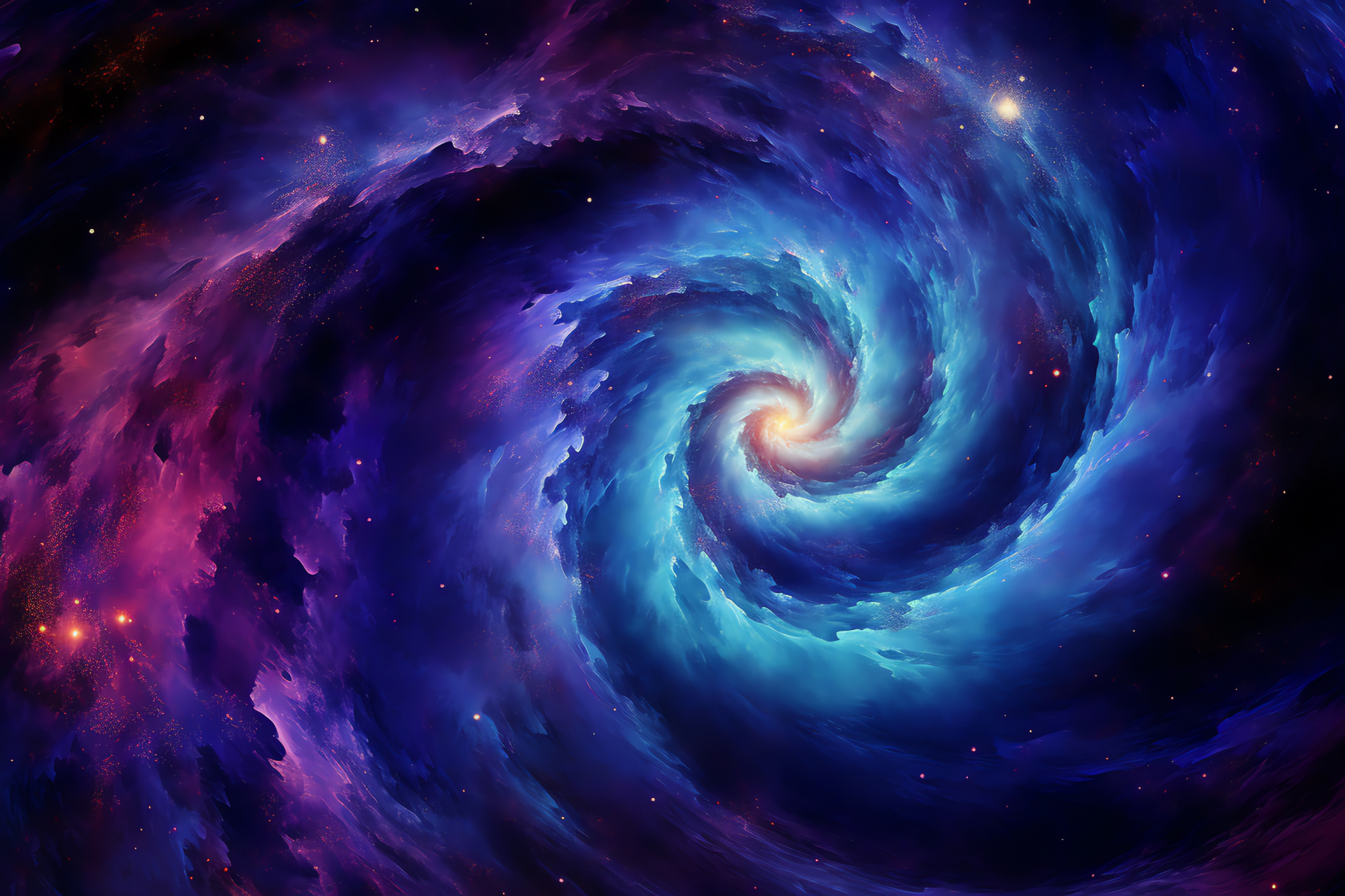 Galaxy whirlpool, M51 space beauty, Hunting dogs constellation, Azure galactic hues, Purple cosmic tints, HD Desktop Wallpaper