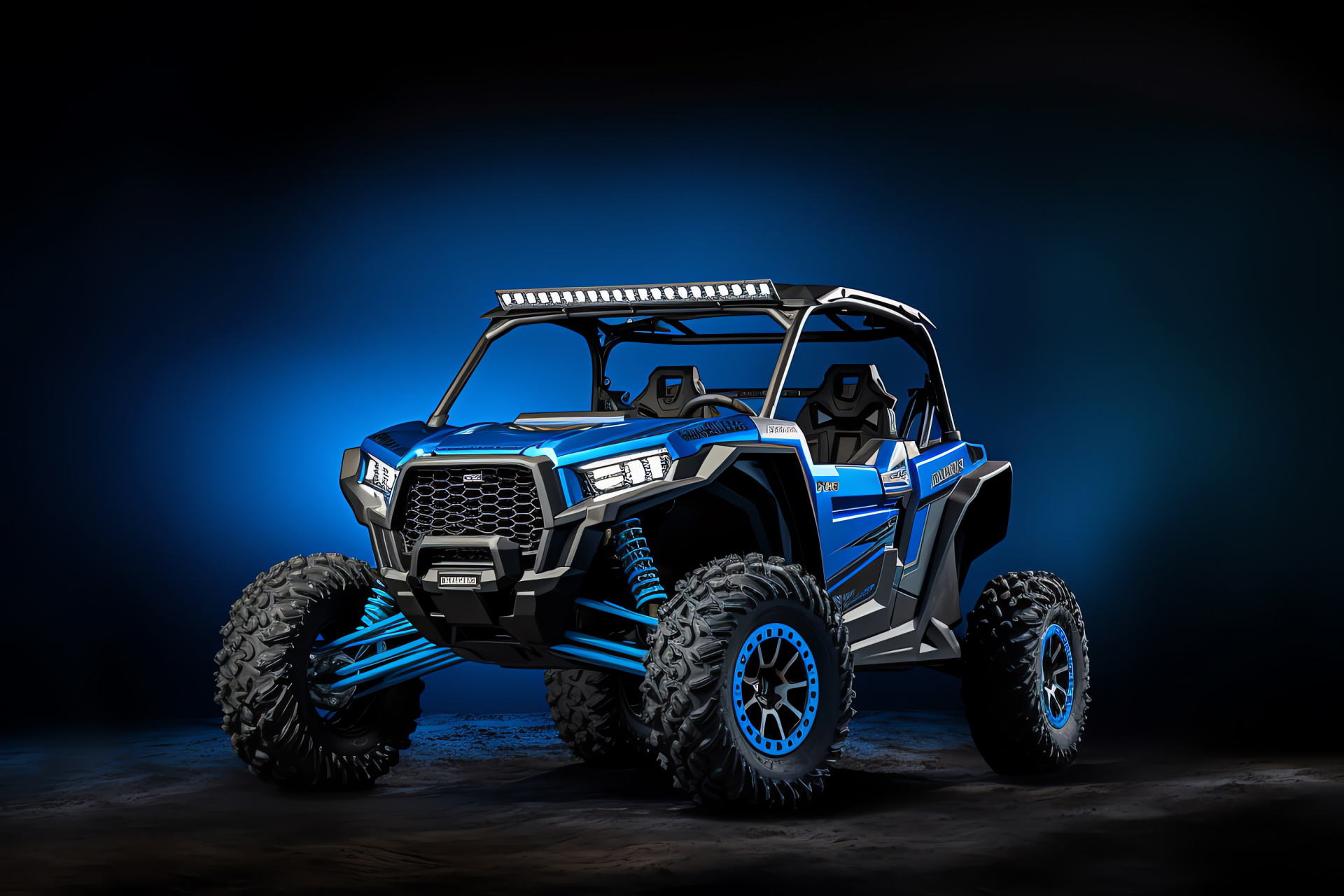 Polaris Rzr, Turbo edition, wide stance, electric blue finish, pure color background, HD Desktop Wallpaper