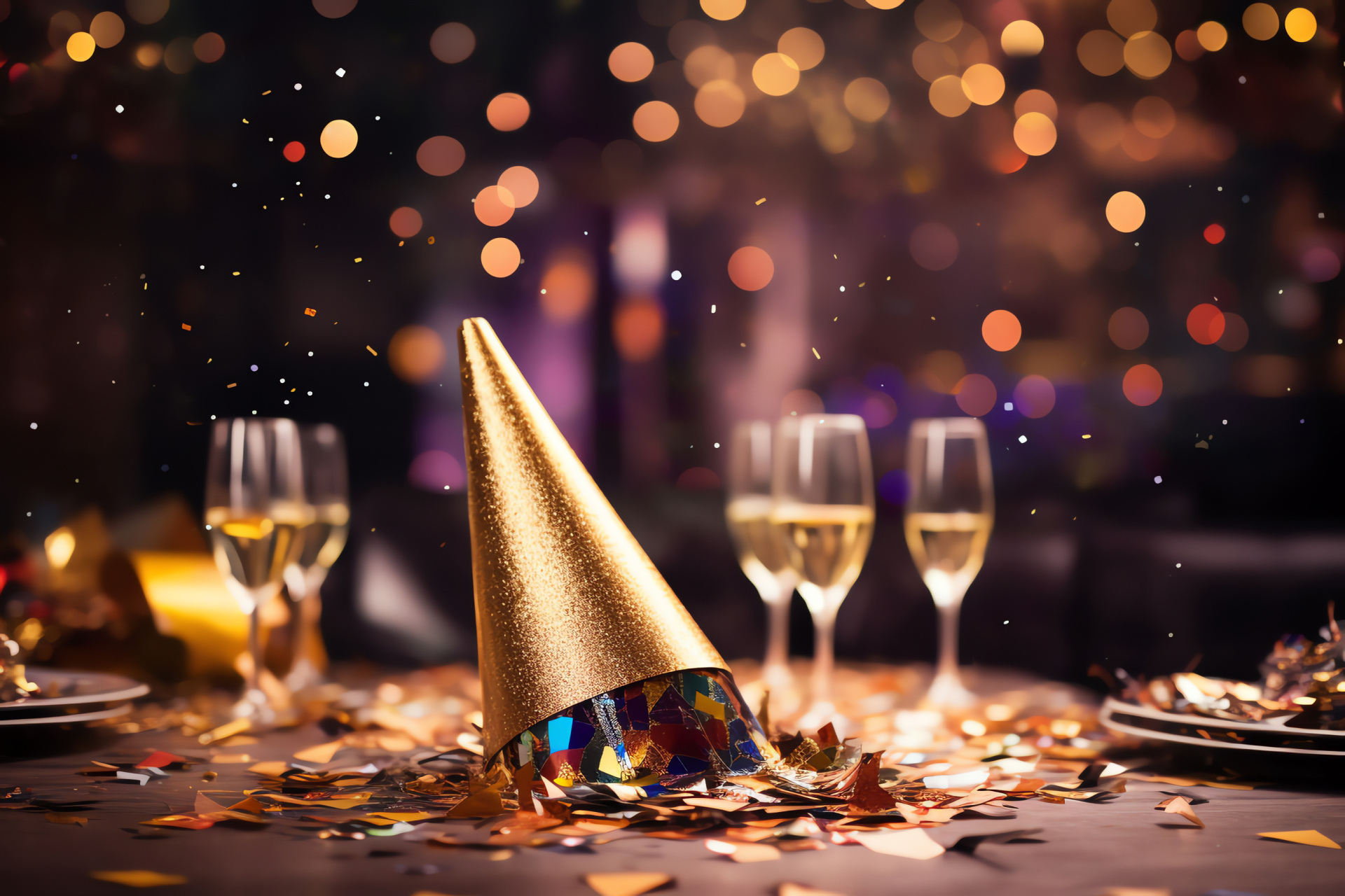 Festivities, New Year, Party decorations, Champagne celebration, New Year's toast, HD Desktop Image