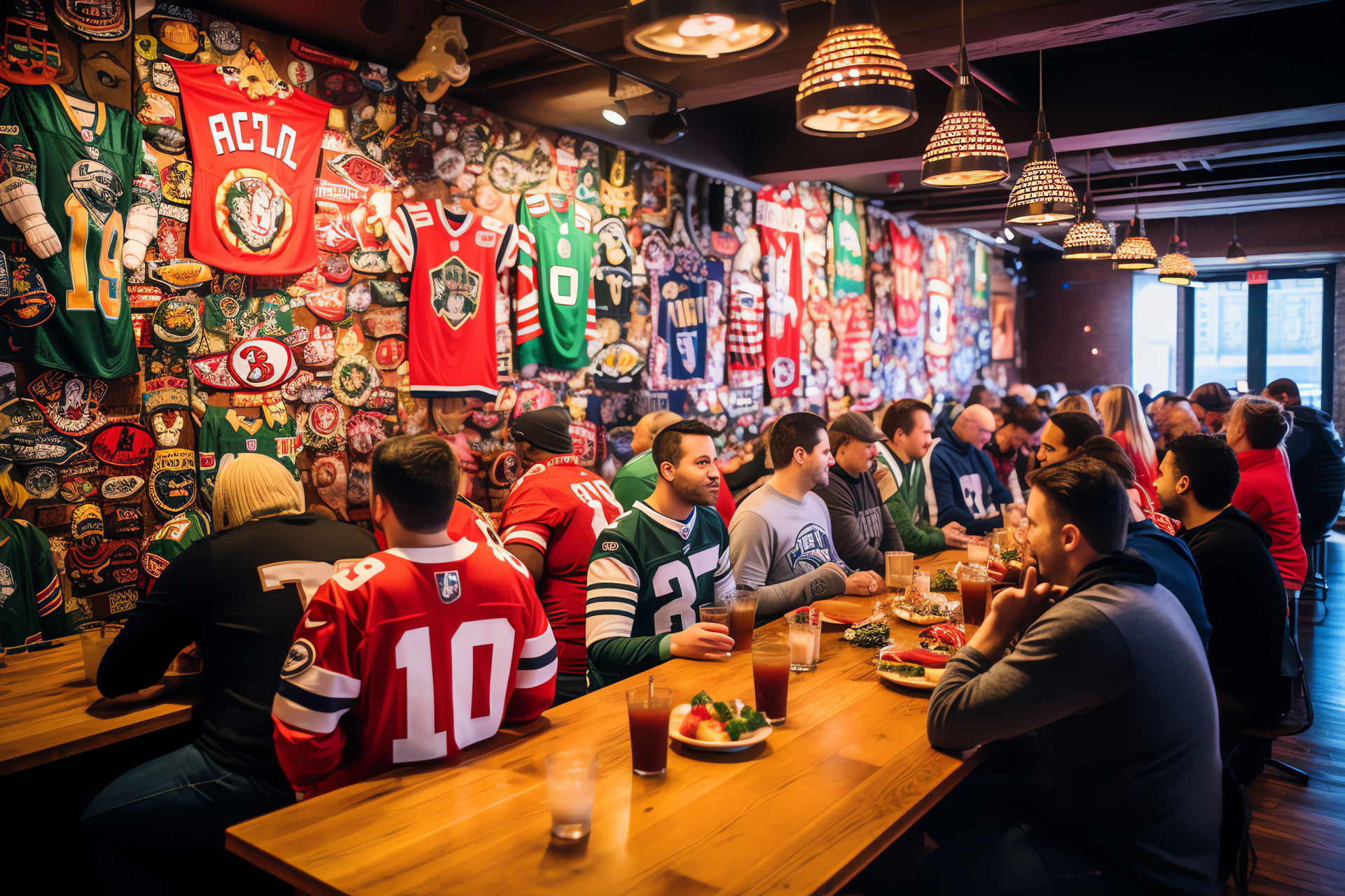 Cheers to NFL holiday, Sports bar Christmas gathering, Football fandom, Festive game day, Fraternal sportsmanship, HD Desktop Wallpaper