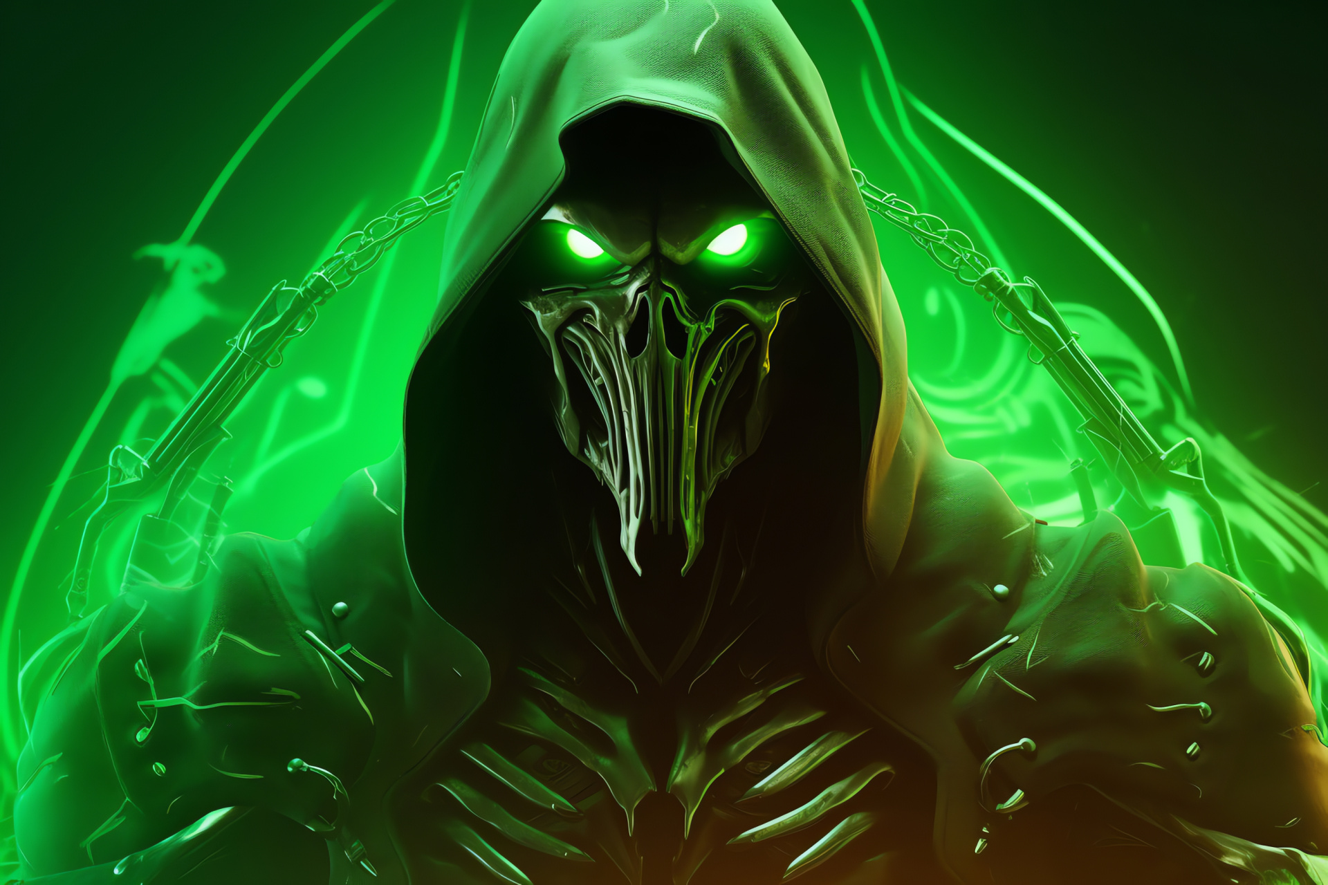 Overwatch Reaper character, Menacing presence, Aggressive visage, Game scenario, HD Desktop Wallpaper