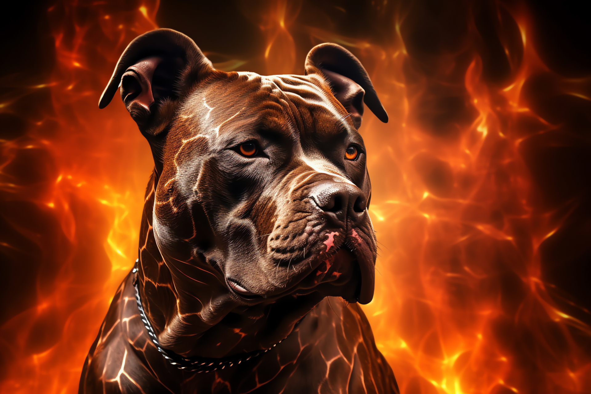 Pitbulls Dogs, Strong canine, Brindle pattern, Gleaming outline, Canine muscle, HD Desktop Image