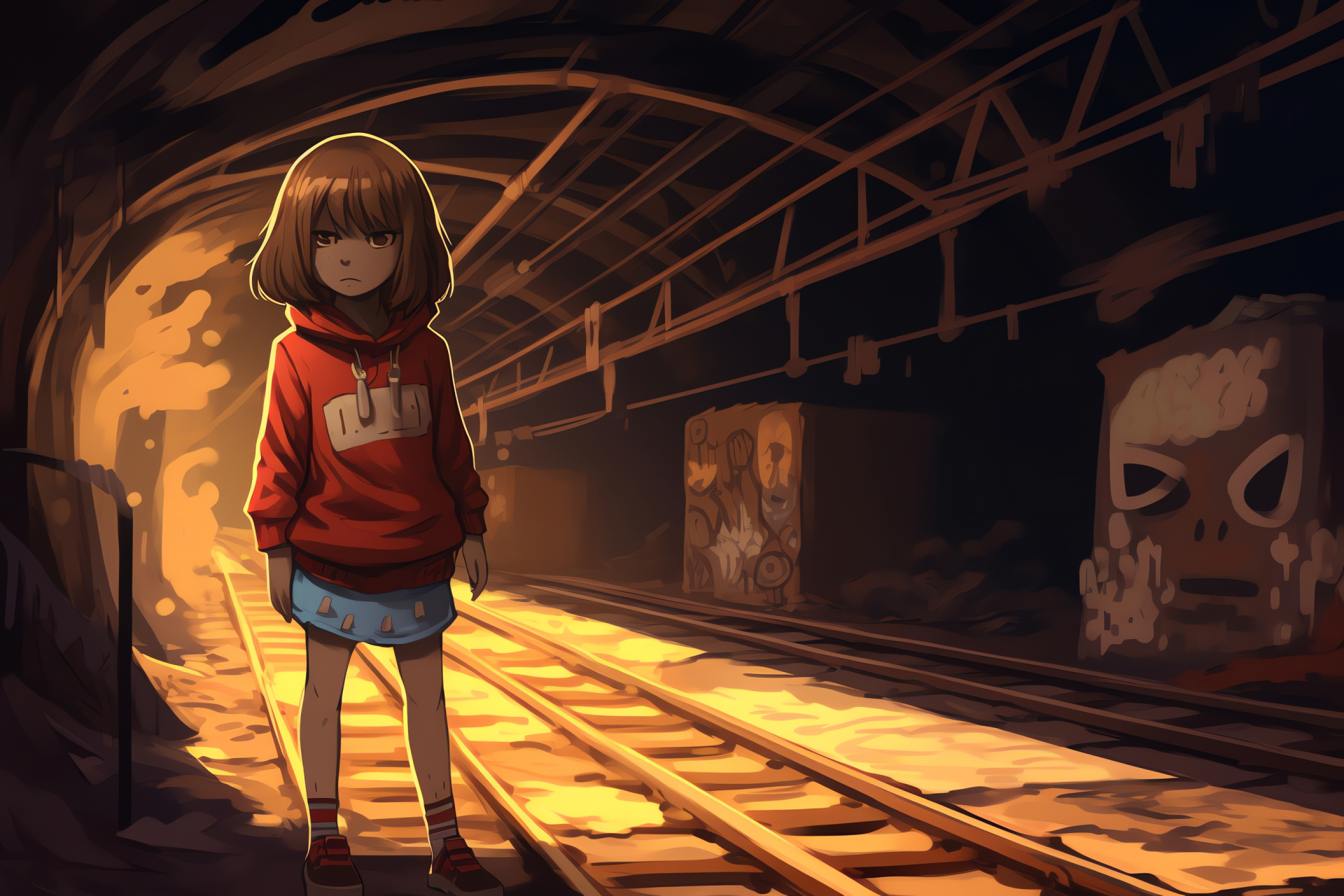 Undertale introduction, Frisk avatar, Gaming experience, Sprawling cavern setting, Entry to the Underground, HD Desktop Wallpaper