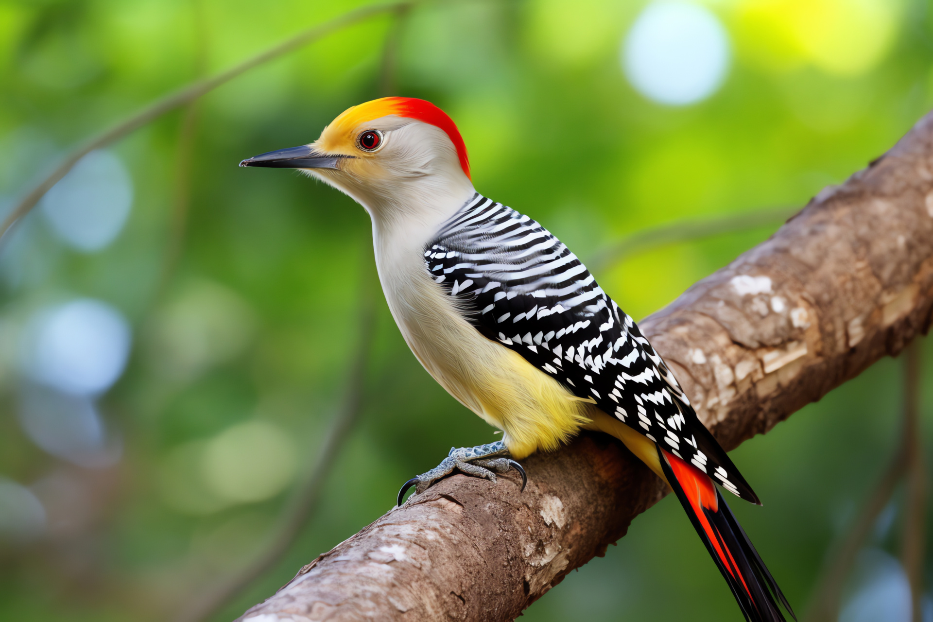 Golden-fronted woodpecker, Melanerpes aurifrons, Avian habitant, Forest forager, Woodpecker perch, HD Desktop Image