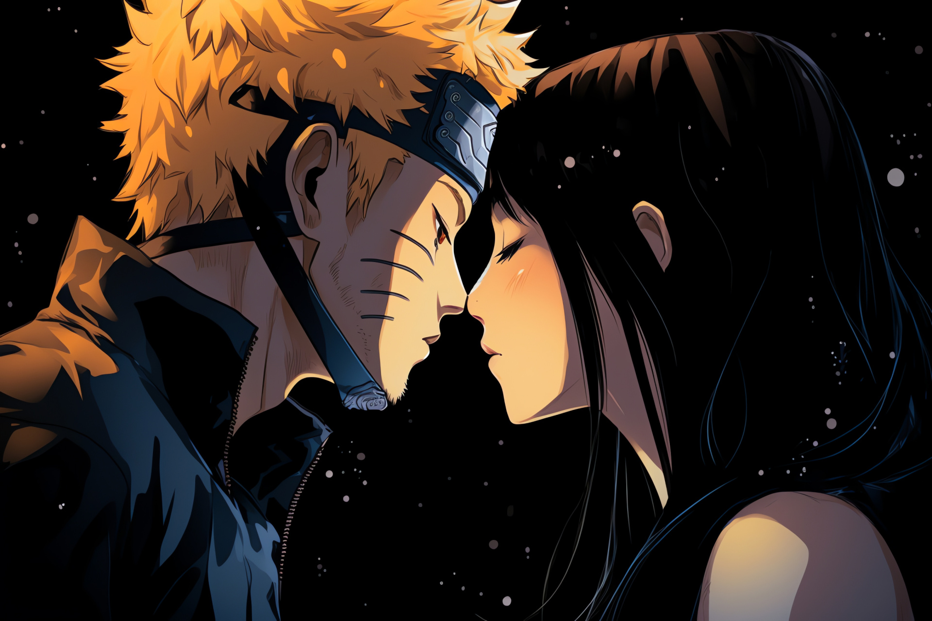 Naruto Uzumaki, Hinata Hyuga, Sweet romance, Closed eyes kiss, Naruto series, HD Desktop Wallpaper