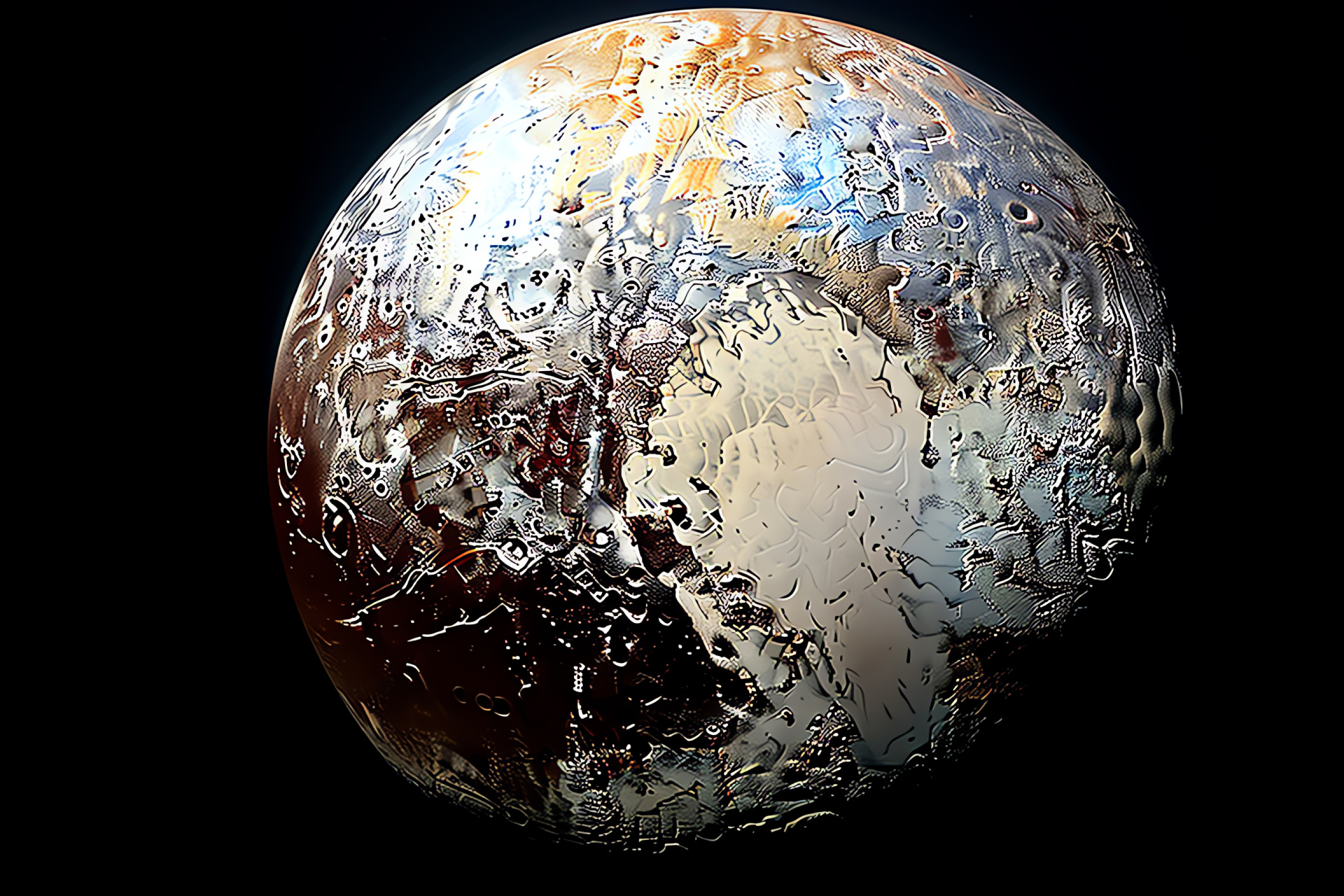 NASA exploration, Pluto images, New Horizons mission, celestial landscapes, planetary terrain, HD Desktop Image