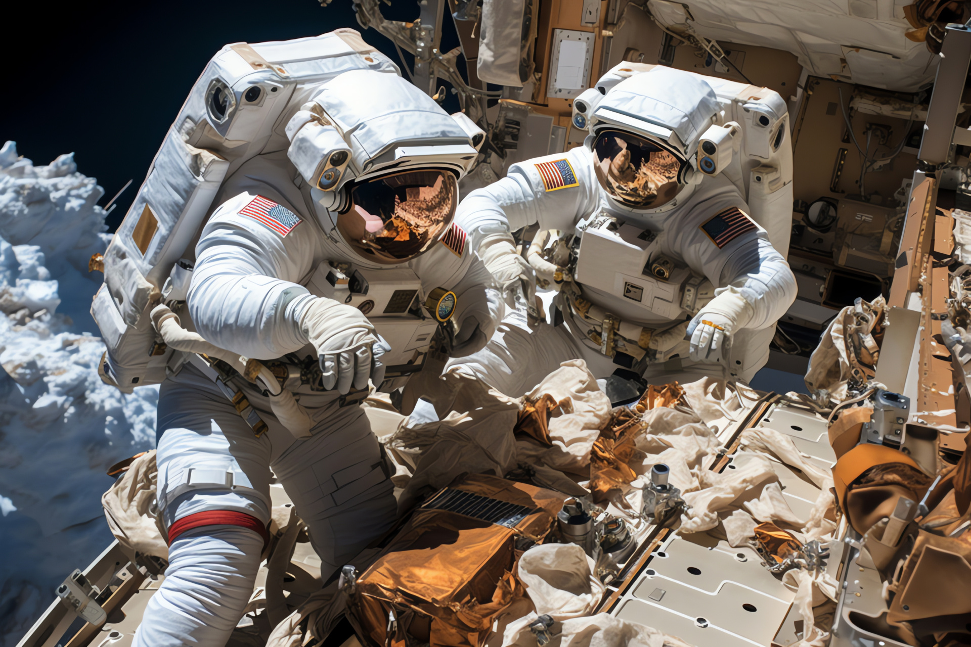 Astronautical task, Space station maintenance, Spacewalking endeavors, Extravehicular activity, Engineering in orbit, HD Desktop Wallpaper