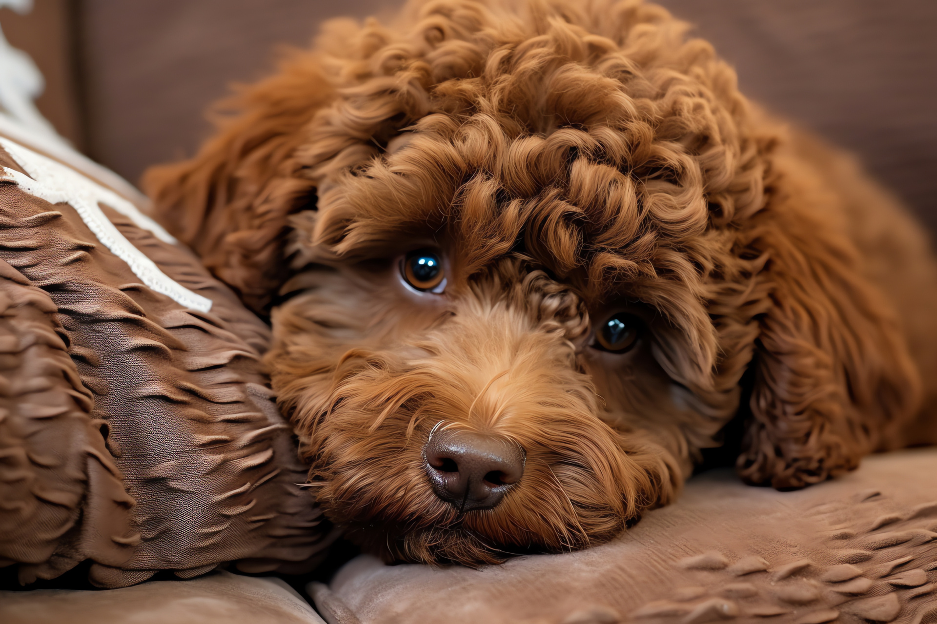 Poodle canine characteristics, Poodle velvety texture, Chocolate fur Poodle, Brown-eyed Poodle, Companion Poodle, HD Desktop Image