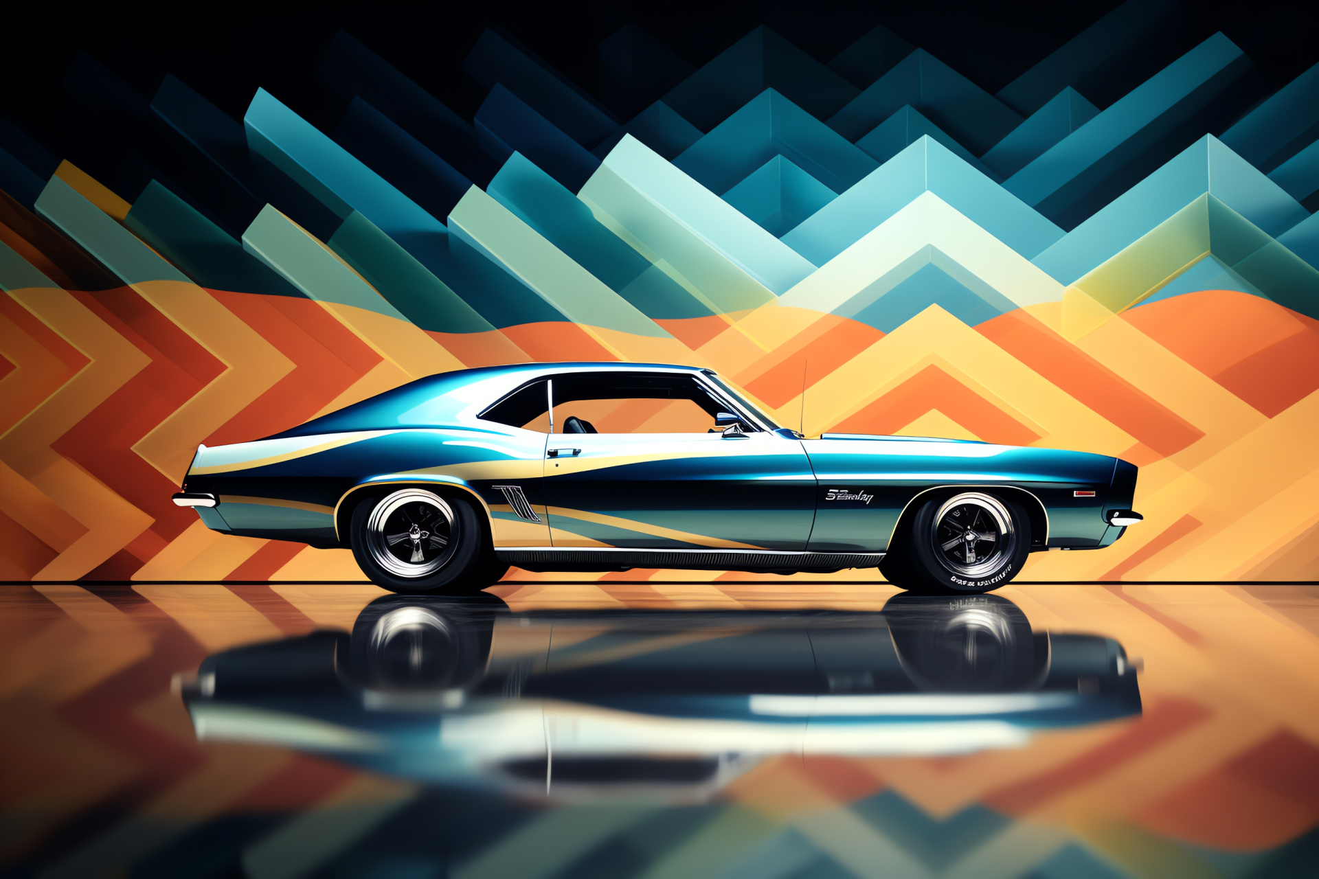 Muscle Car, Abstract patterns, Professional drifting, Vehicle dynamics, Sports car body, HD Desktop Image