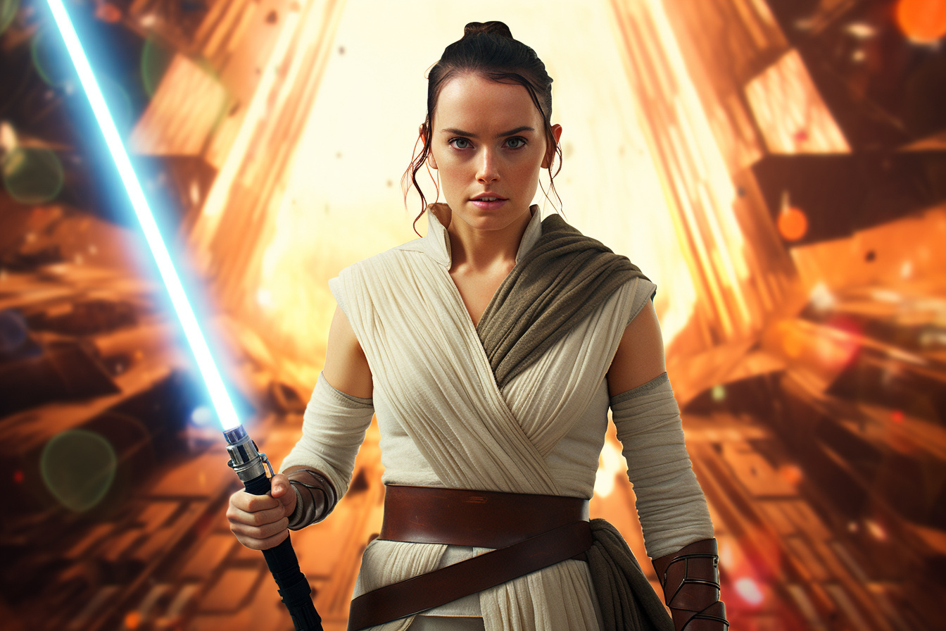 Rey's force ability, Star Wars universe, Heroic stand, Character strength, Sci-fi epic, HD Desktop Wallpaper