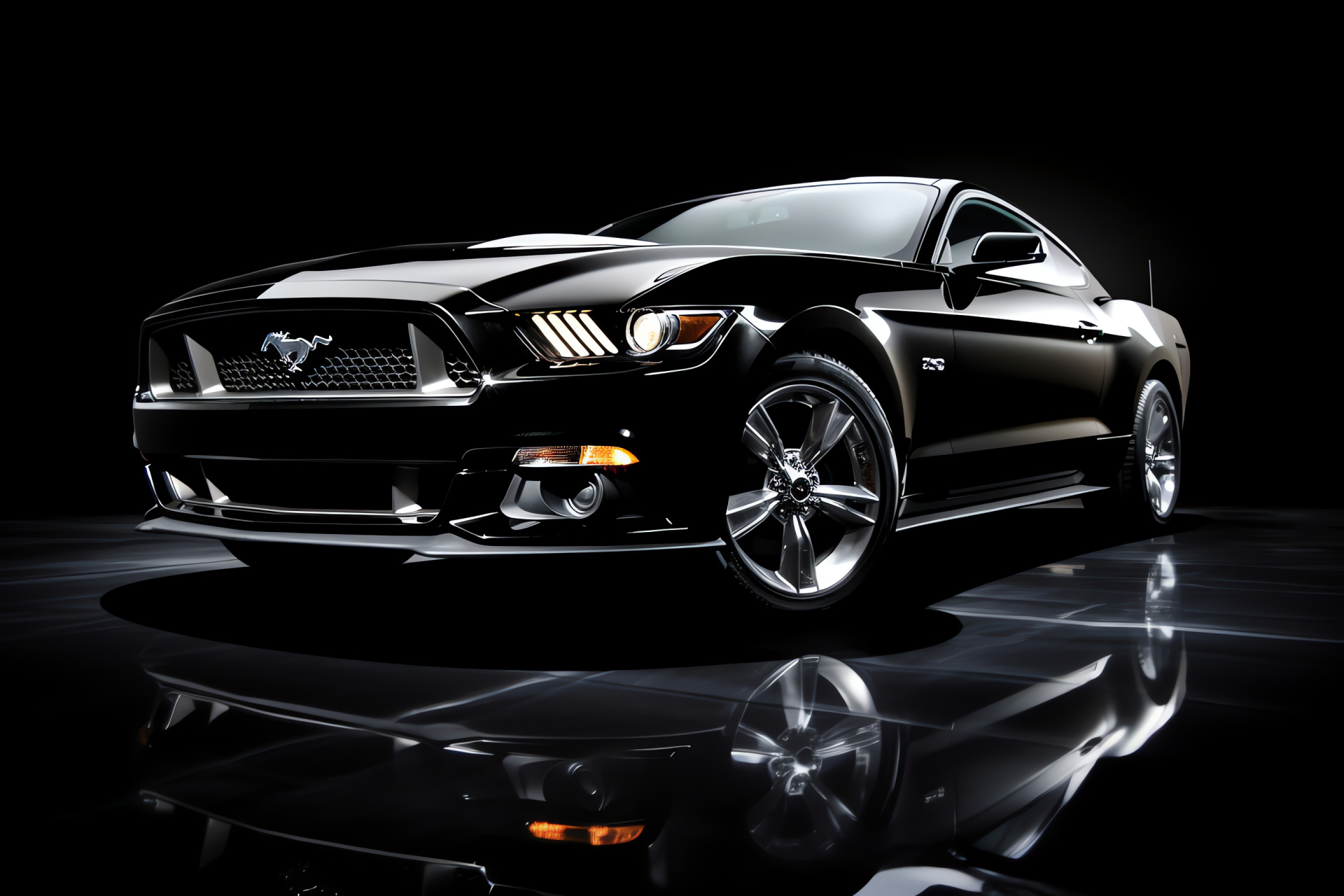 Mustang HD, Deep black background, Enchanting allure, Understated elegance, Timeless design, HD Desktop Wallpaper