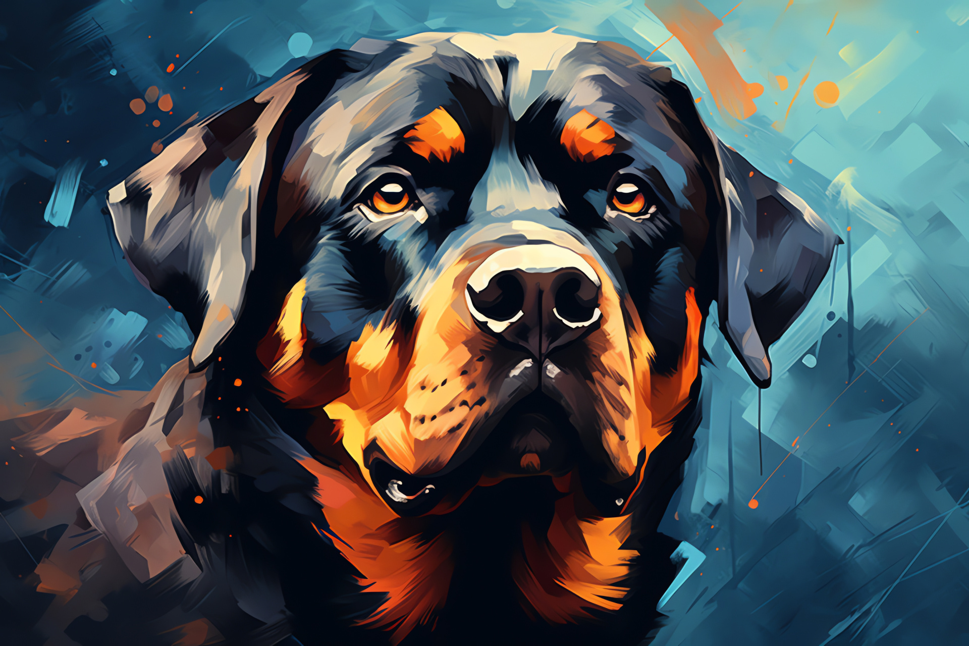Rottweiler dog, Intelligent canine portrait, Guard dog breed, Fur black with tan accents, Canine muscular build, HD Desktop Wallpaper