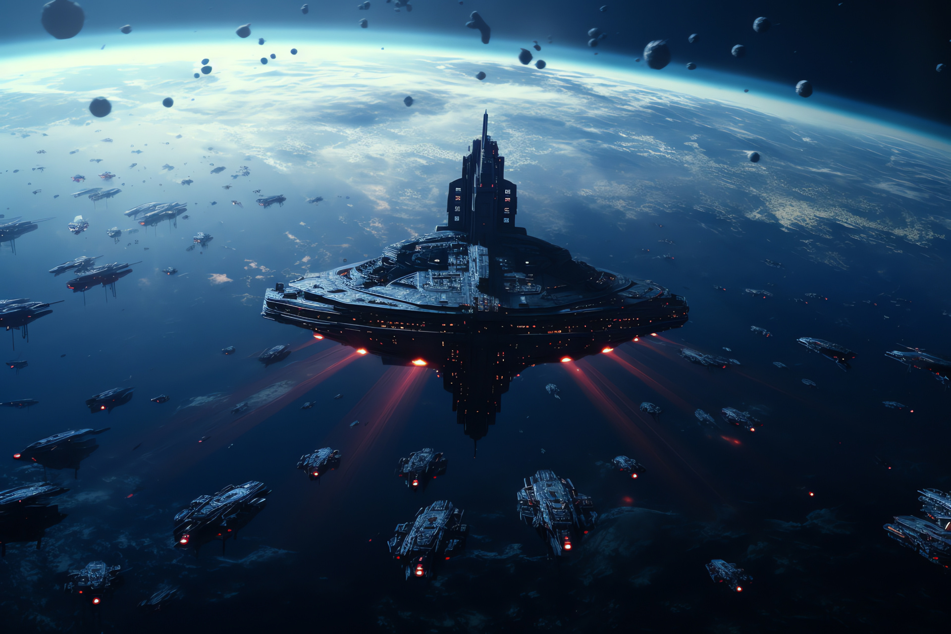 Rogue One spaceship fleet, Intergalactic battle, Star Wars starships, Spacecraft armada, Rebel squadron, HD Desktop Image